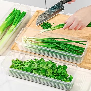 Food Grade Long Rectangular Storage Box Seal Container for Kitchen Pantries and Fridge Organization