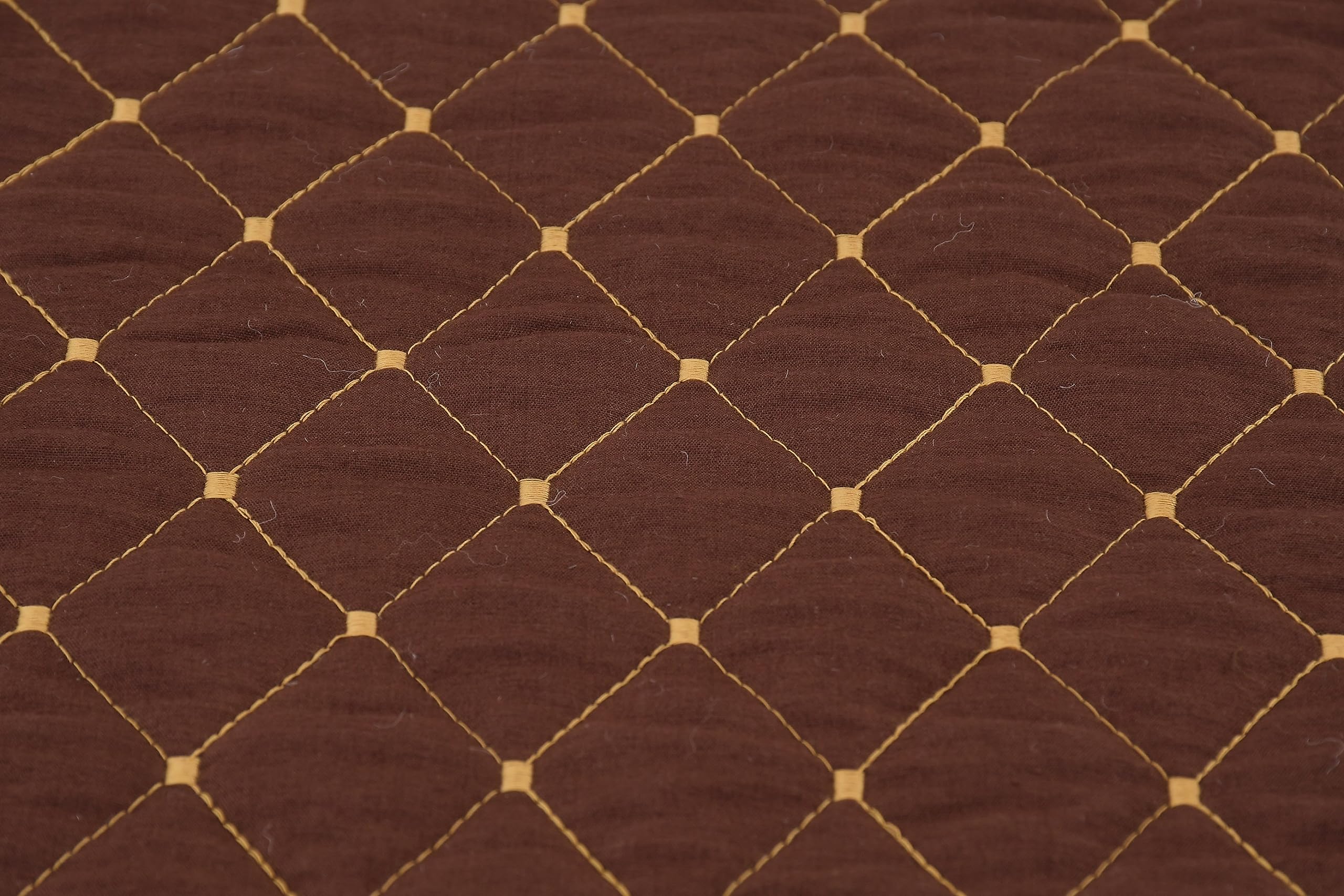 AASHIYANA SAJONA Quilted Double Bed Runner, 20 X 100 Inch with Matching 2 Cushion Covers, 16 x 16 Inches Perfect for Bedroom, Hotel or Guest Rooms Bedding (Brown) 1