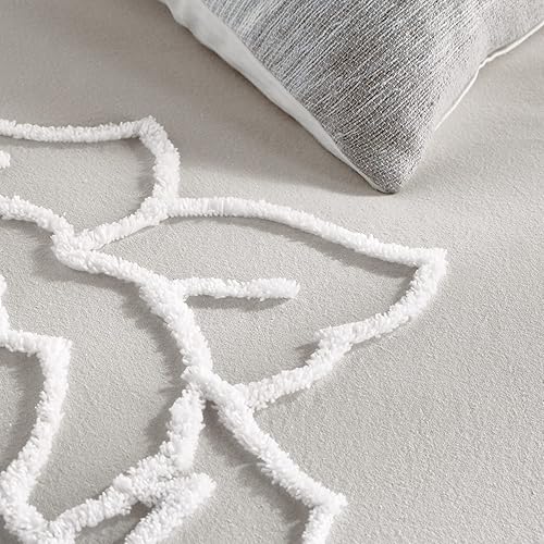 Miniatura 5 de Peri Home Juego de funda de edredón y funda de almohada de 3 piezas, 100% algodón, tamaño King, color gris chenilla rosa