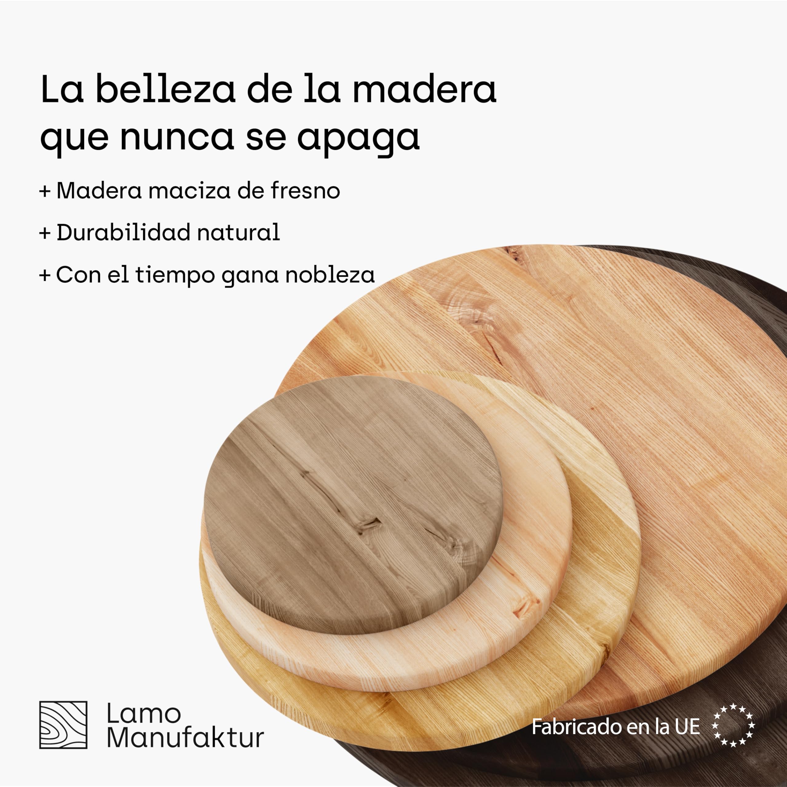LAMO Manufaktur Tablero para Mesa Redonda 50 cm de Madera | Tablero para Mesa de salón, de café, mesilla de Noche | Grosor: 28 mm | Color: Oscuro