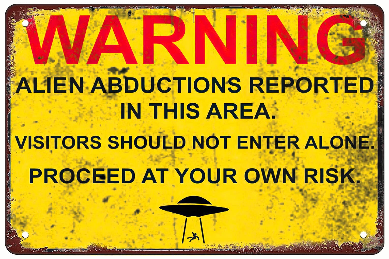 Vintage tin Sign Area 51 warns of Alien Kidnapping-Metal tin Logo Vintage Bathroom Poster bar Kitchen Farm Garden Garage Club Wall Art Deco tin Logo 5.5x8inch