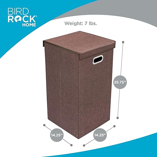 Vista 20 de BirdRock Home - Cesta para la ropa sucia, color rosa y azul, Doble, Marrón