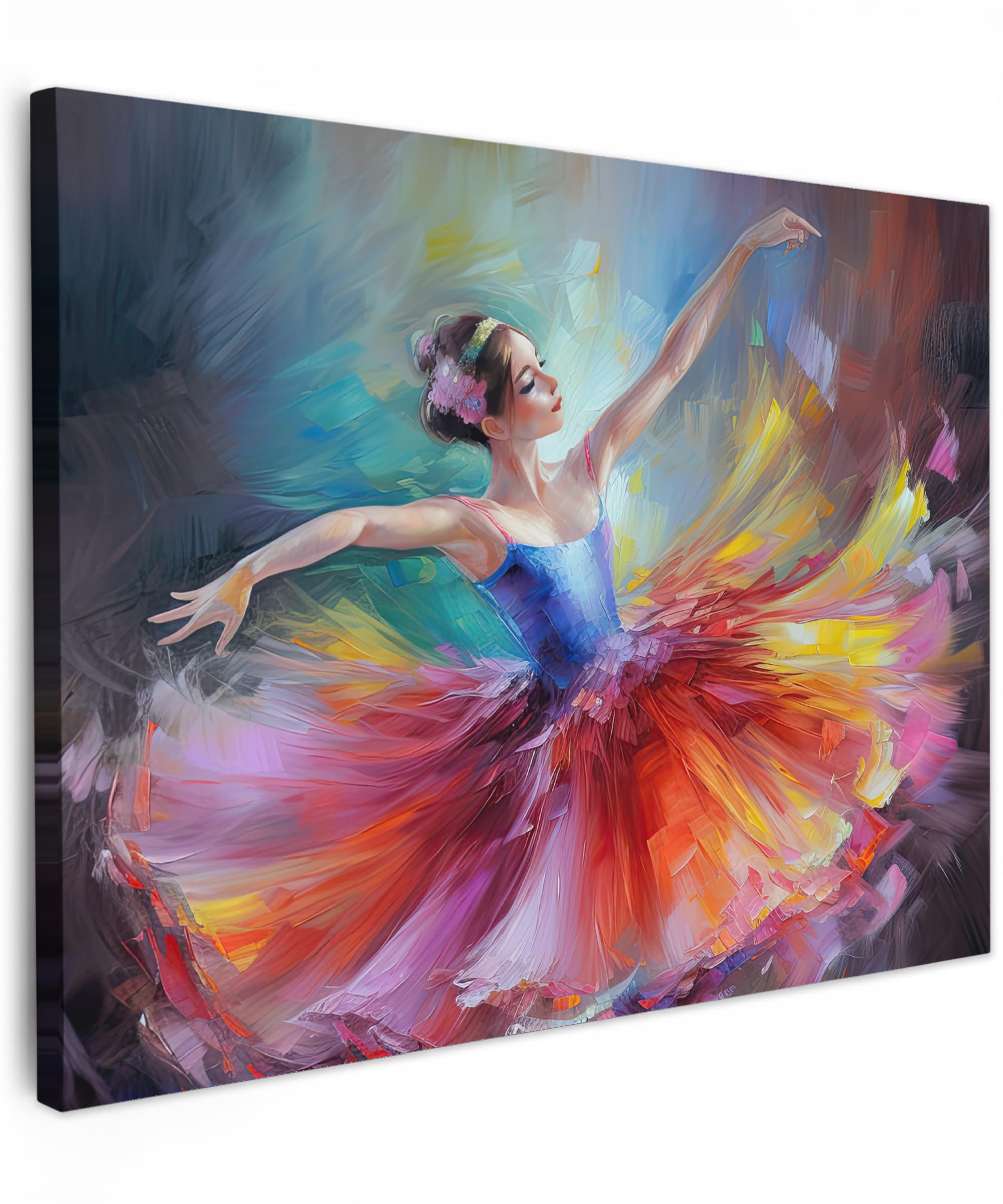 MuchoWow© Leinwand 70x50 cm Deko Schlafzimmer Aesthetic Leinwandbilder Wohnzimmer Gemälde Foto Geschenk Living Room Decoration Kunstdruck - Bunt - Malerei - Öl - Tanz - Ballerina
