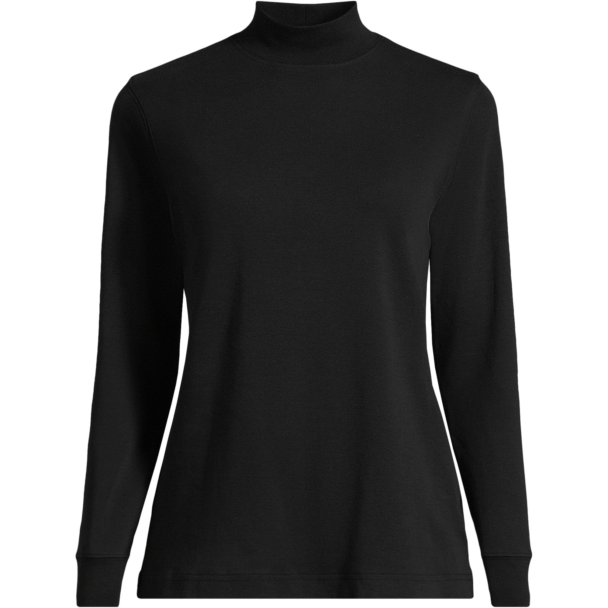 Lands' End Women's Relaxed Cotton Long Sleeve Mock Turtleneck Shirt