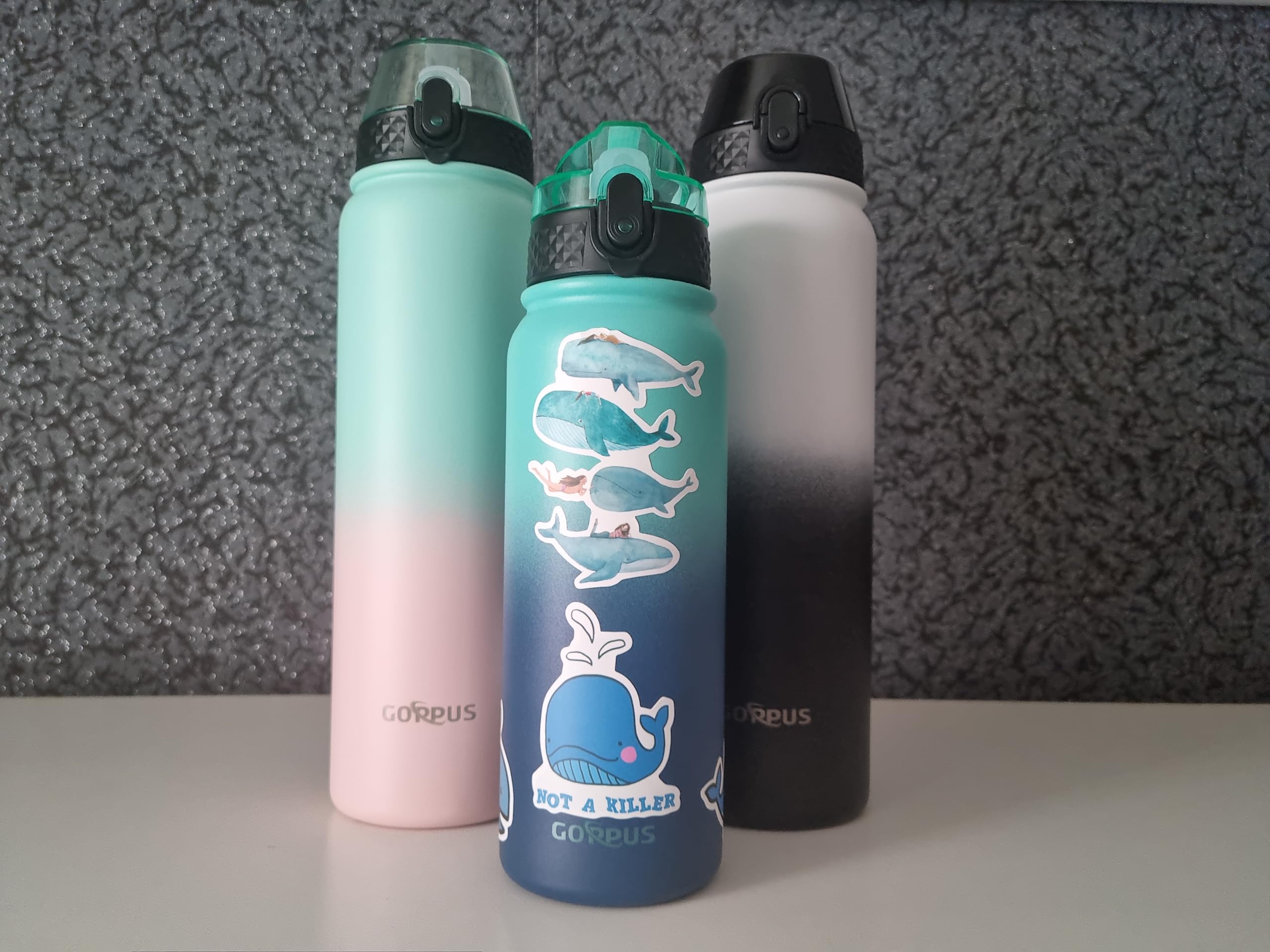 GOPPUS 1L/32oz Stainless Water Bottle with Straw Double Wall Insulated Bottles with Strap Reusable Vacuum Thermal Flask Leakproof Keep Cold Drinks Bottles with Flip Top Lid for Gym Men Women BPA Free - Image 8
