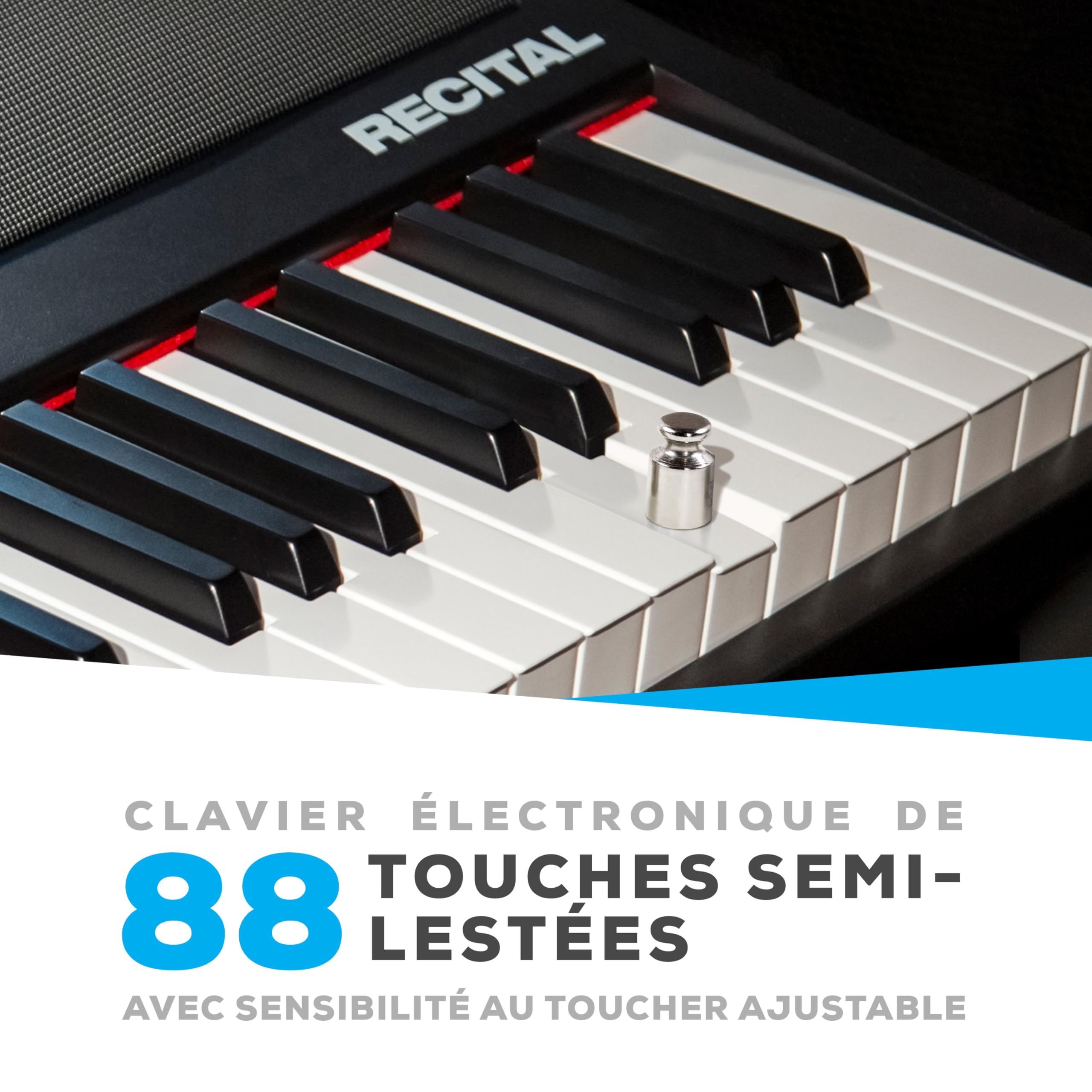 Alesis Recital Piano Numérique 88 Touches Semi-Lestées avec Enceintes Intégrées et Cours Gratuits
