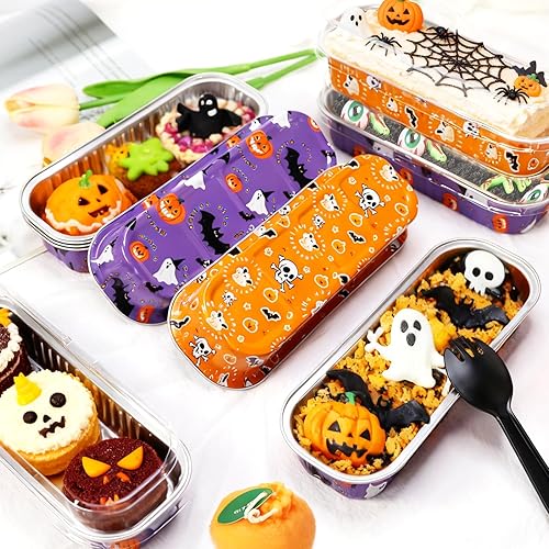 Miniatura 10 de ylnurac Mini moldes para tartas mejorados de 11.8 onzas con tapas y cucharas, 30 mini moldes para pan desechables para regalo, horneado, caja de