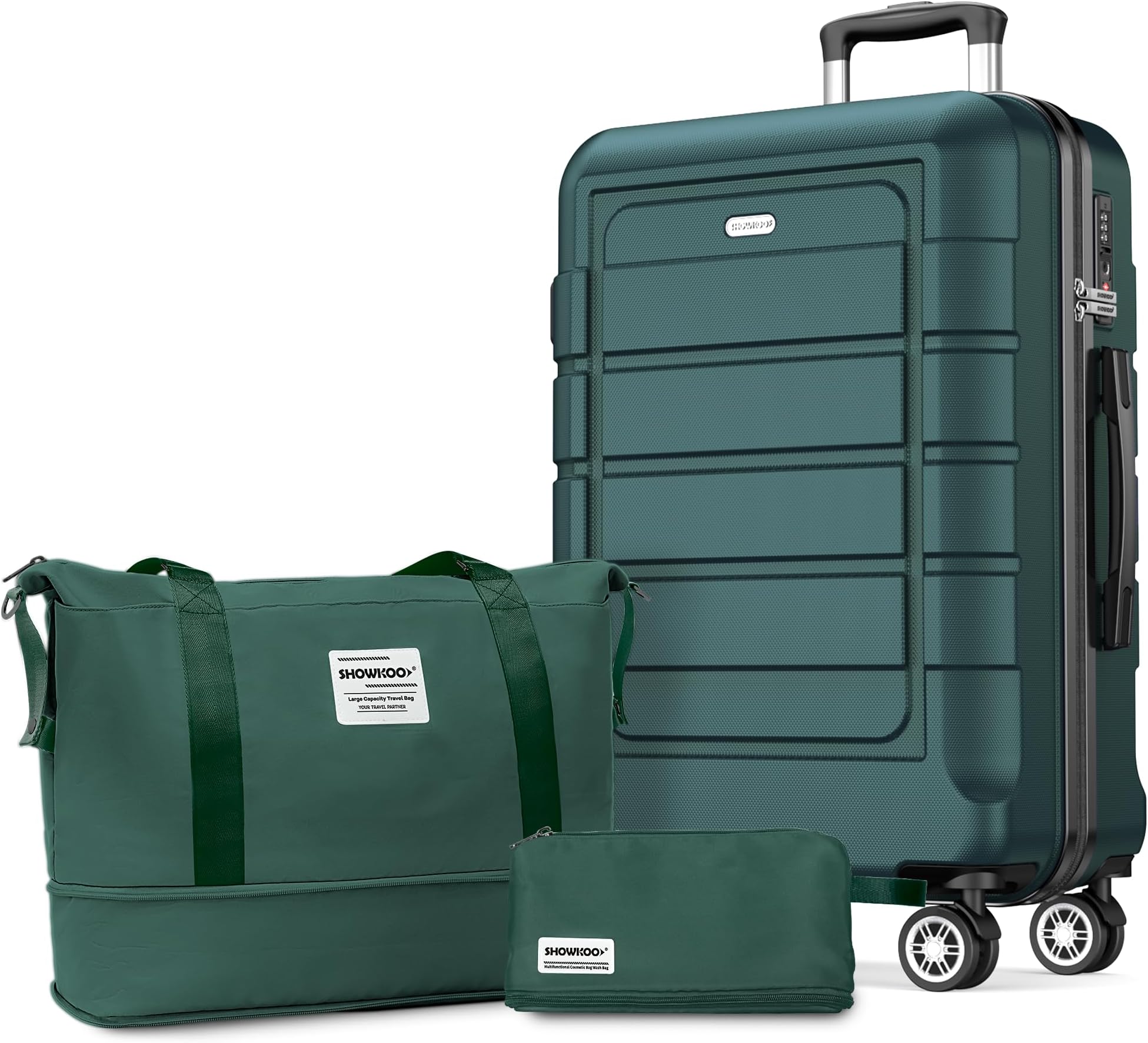 SHOWKOO Suitcase Hard Shell Expandable Durable PC+ABS Lightweight Travel Luggage High Capacity with Double Spinner Wheels and TSA Lock