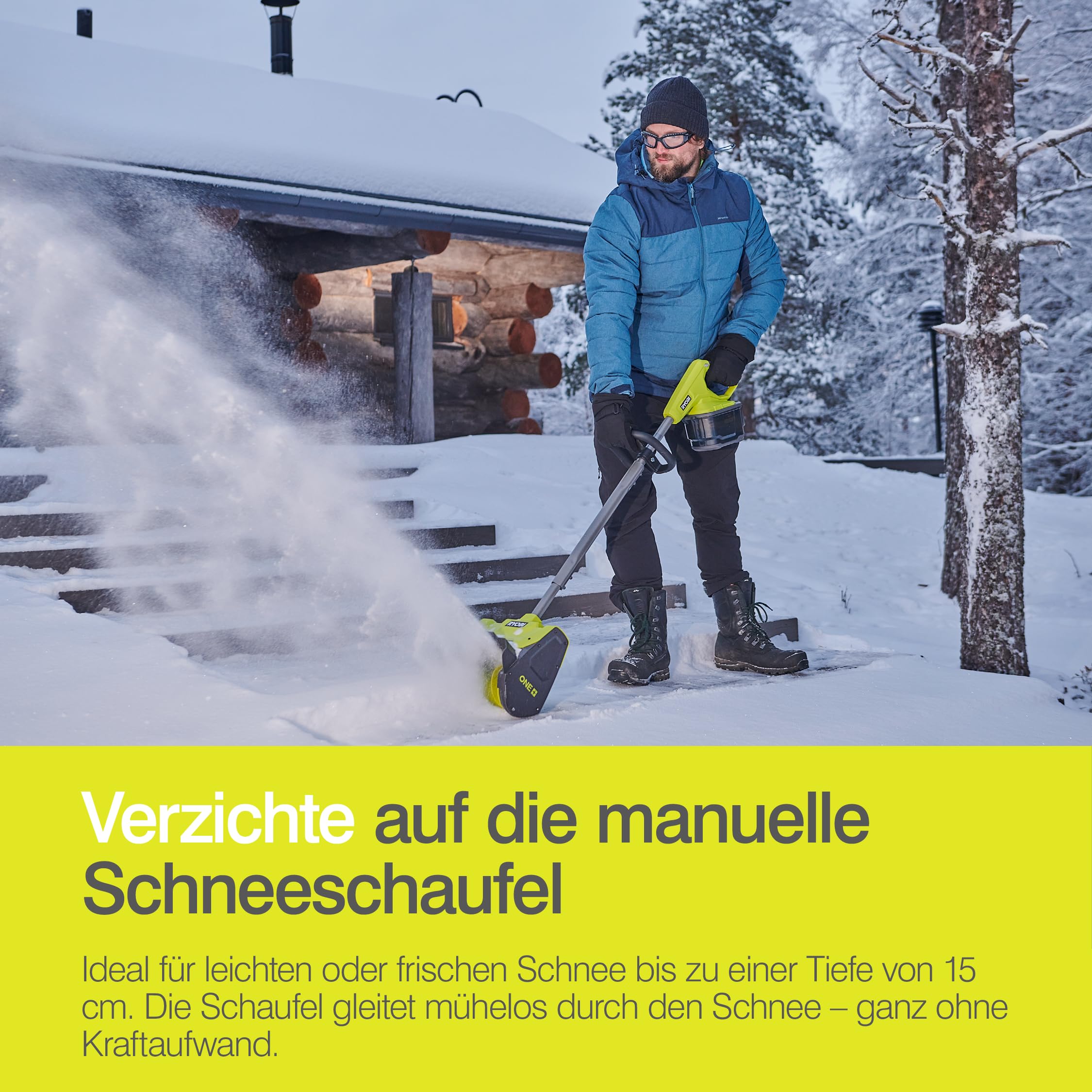 RYOBI 18 V ONE+ Akku‐Schneefräse RY18ST25A‐0, Räumbreite 25 cm, ohne Akku und Ladegerät