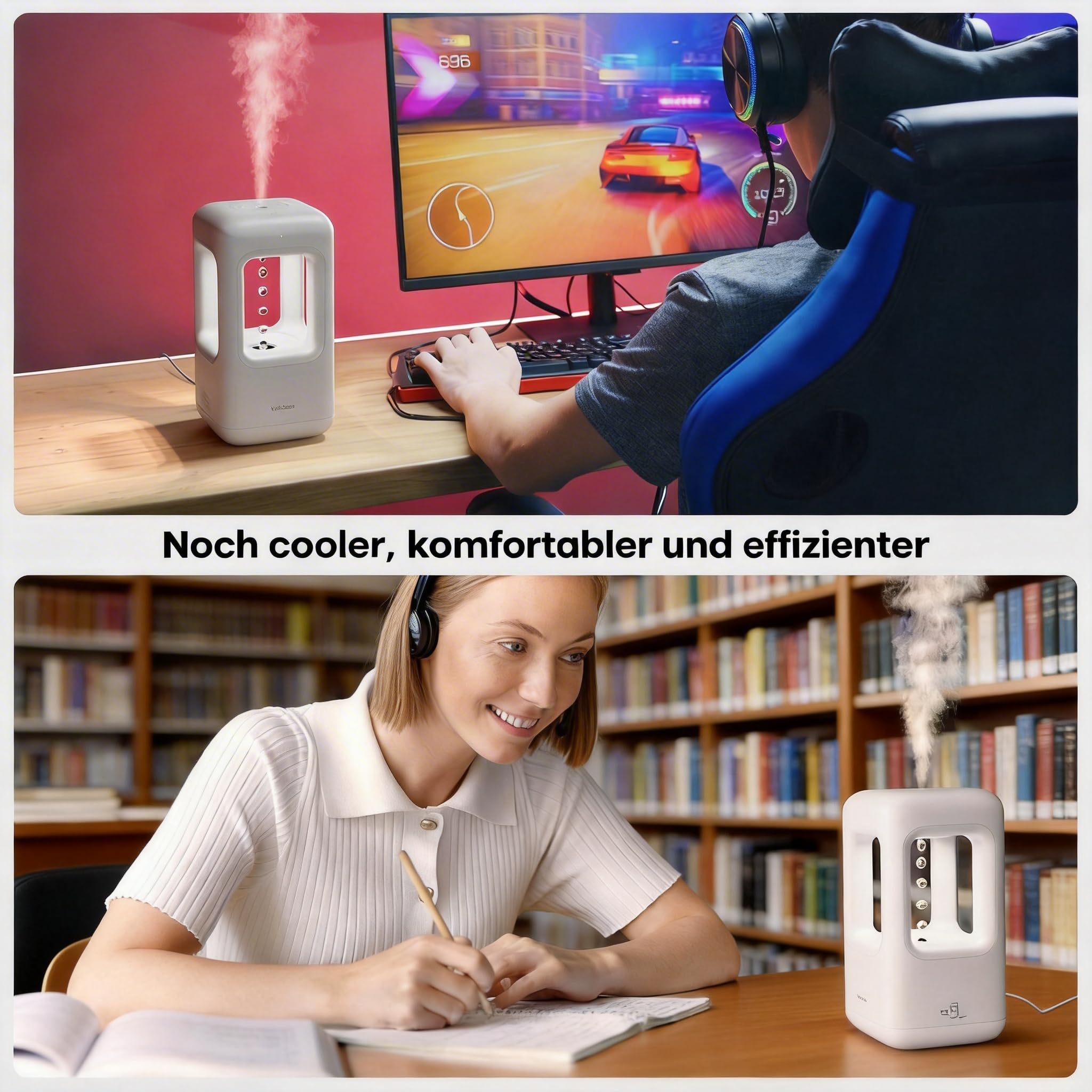 Ultraschall Luftbefeuchter Weiß, Flüsterleise Kaltnebel mit Abschaltautomatik, Red Dot Design Award 2023, Luftbefeuchter für Schlafzimmer, Babyzimmer, Büro & Pflanzen