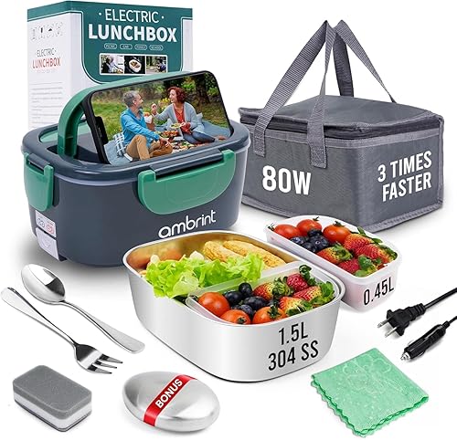 Fiambrera eléctrica de 80 W para adultos  Fiambrera portátil calentada rápida para coche, camión, oficina, lonchera Eléctrica portátil 1224110220V -
