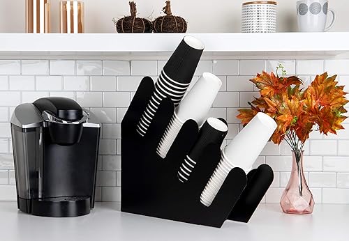 Miniatura 2 de Mind Reader - Soporte acrílico de 3 compartimentos para vasos desechables apilados, para bebidas calientes o frías