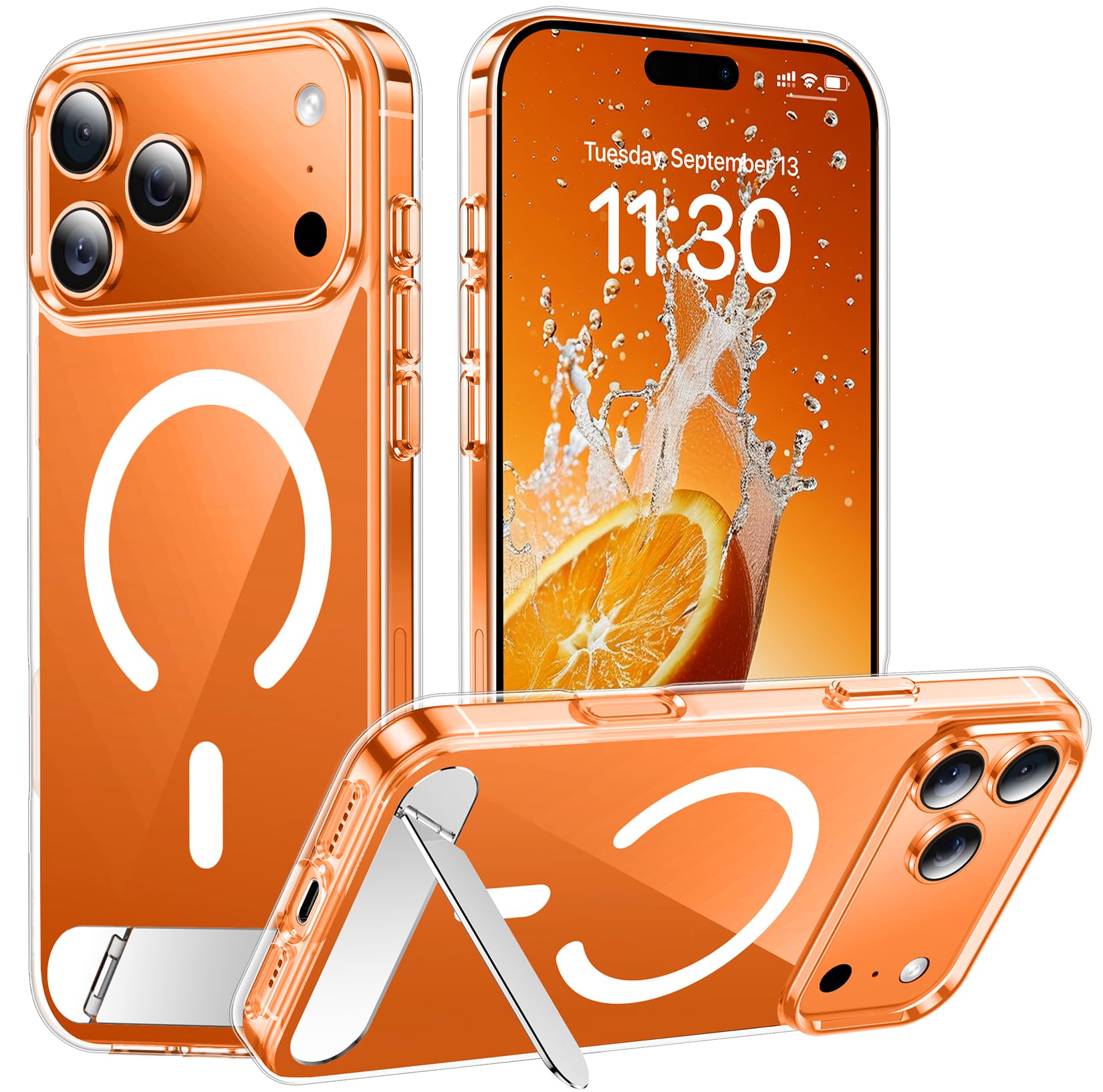 Photo 1 of Temdan Designed for iPhone 17 Pro Case, [Built-in Invisible Kickstand][Compatible with MagSafe][Military Grade Shockproof] Slim Thin Phone Case 6.3 inch (Clear)