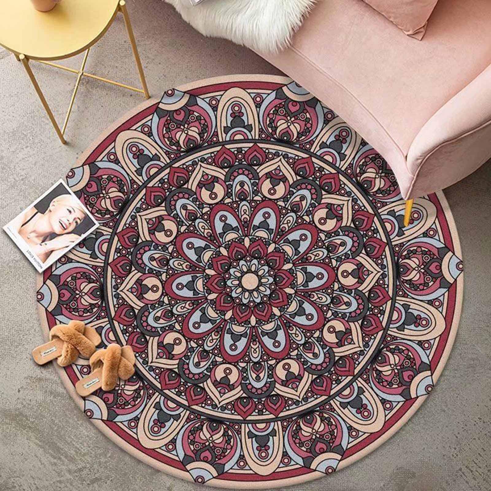 Tapis ronds pour chambre et salon : la solution pour sols froids en gris 80cm