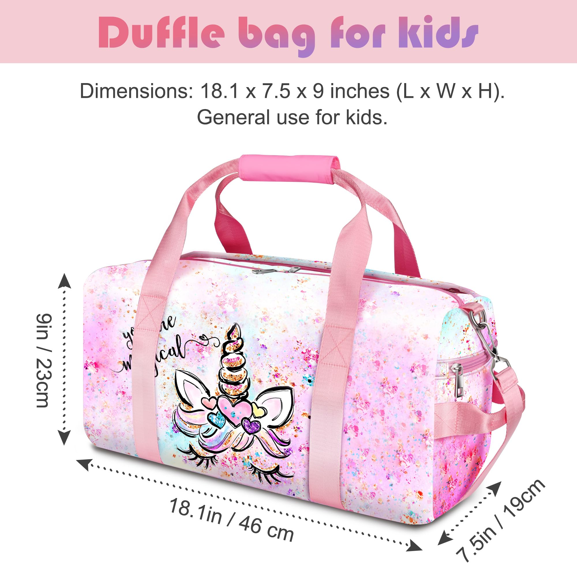 Sac de Sport Enfant,Sac de Danse Fille,Enfant Sac de Voyage avec Compartiment à Chaussures et Compartiment Humide
