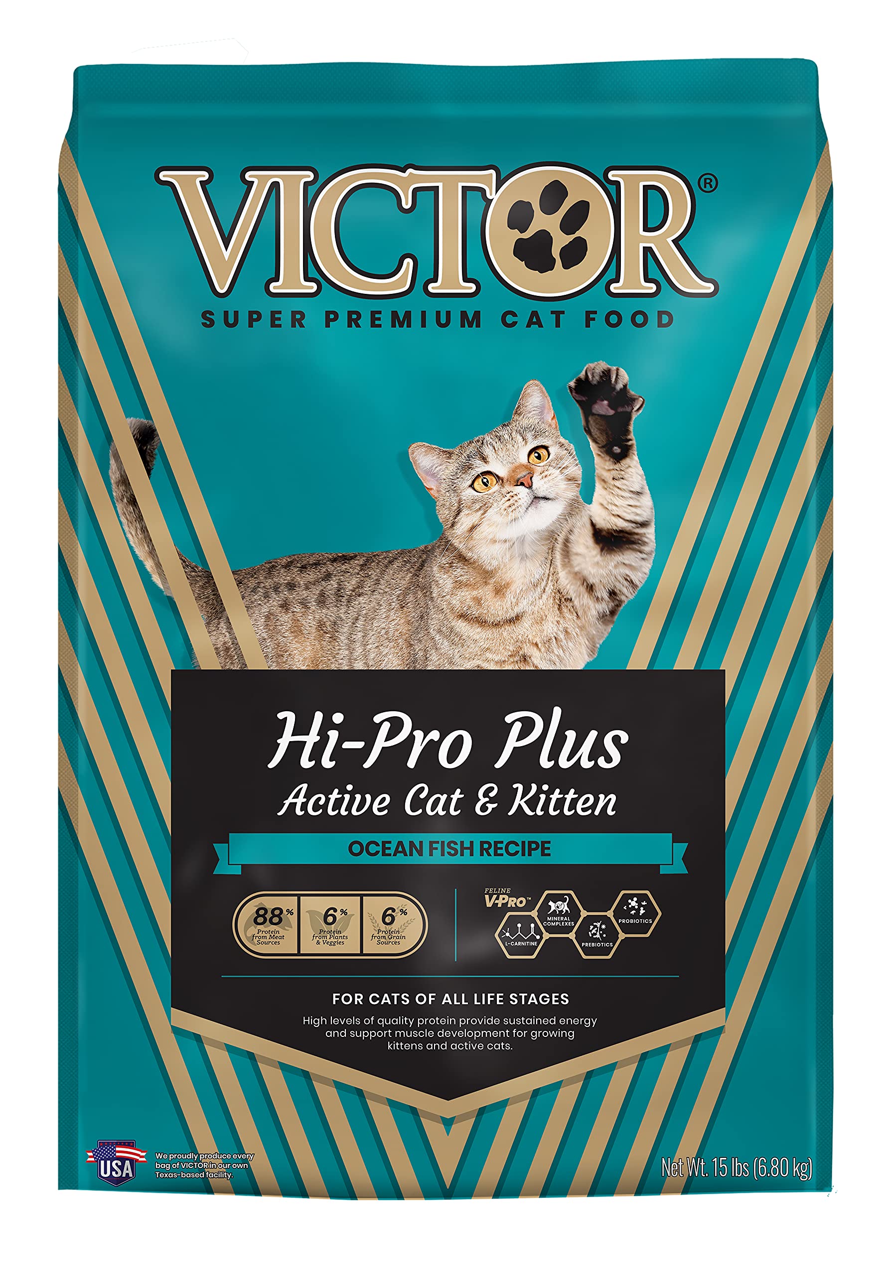 VICTOR Super Premium Cat Food – Hi-Pro Plus Active Adult Cat and Kitten – Dry Feline Food for Active Cats – All Breeds and All Life Stages – Supports