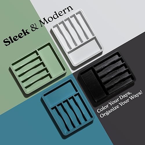 Miniatura 6 de SMIRLY Organizador de cajones de cocina de bambú para bandeja de cubiertos para cajón organizador de cubiertos, Organizador de cajones de cubiertos,