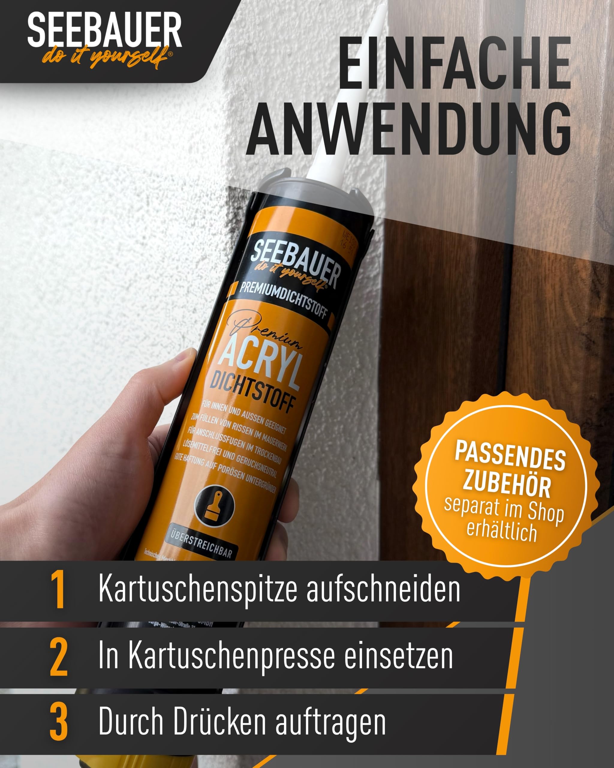 Acryl Dichtstoff Weiß 300 ml - Besonders elastische Dichtmasse - Einfach überstreichbar für Innen- & Außenbereich - Maler-Acryl für Fugen & Risse (12 Stück)