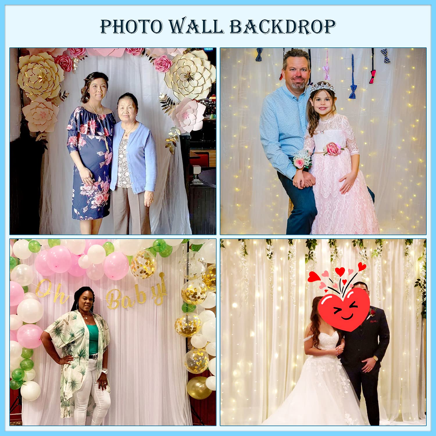 White Backdrop Curtains for Parties Wedding 5 ft X 7 ft Sheer Tulle