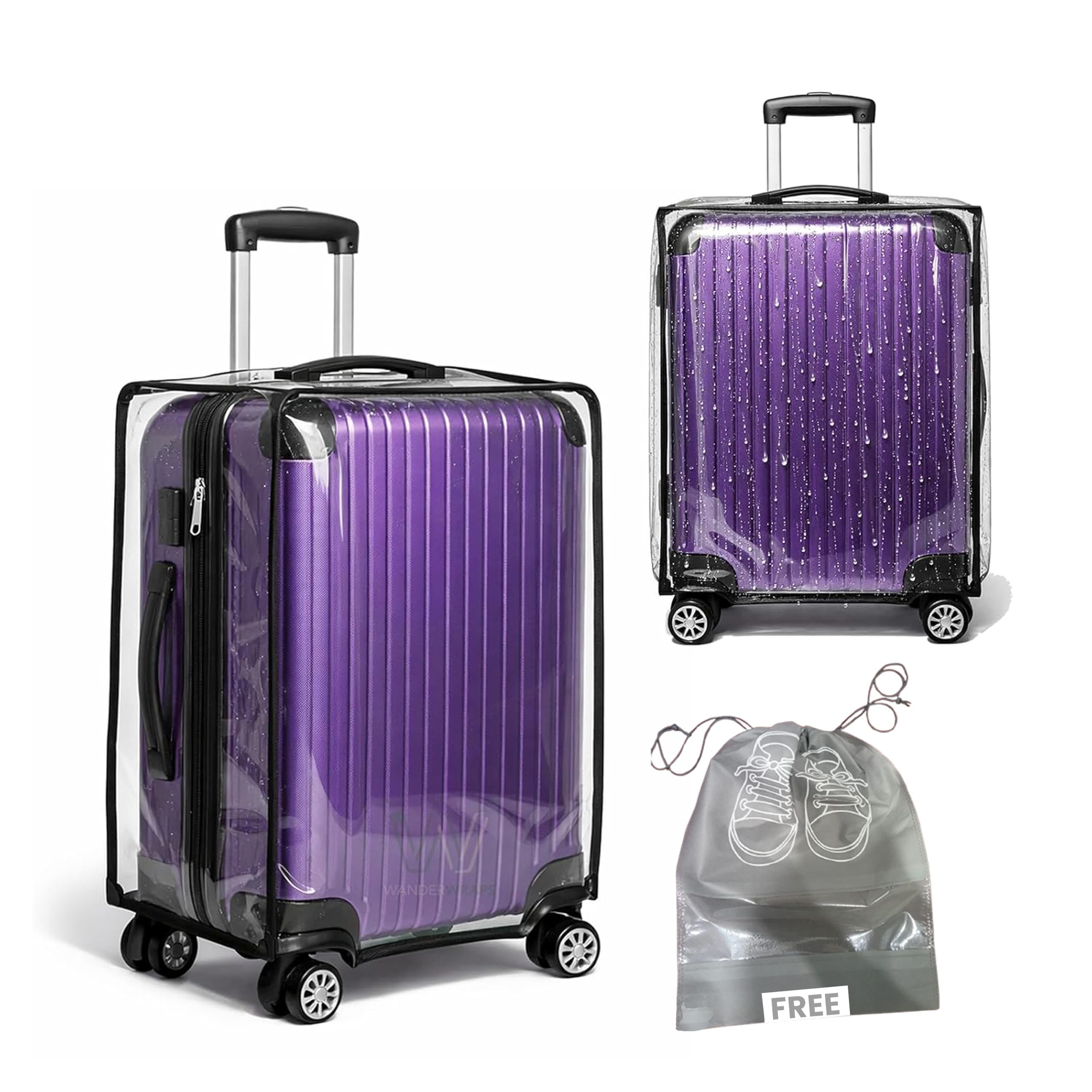 Spendex Polyester Protective Luggage Cover | Hard Luggage Trolley Bag Cover | Washable | Dust Proof | L - 28 inch | Transparent