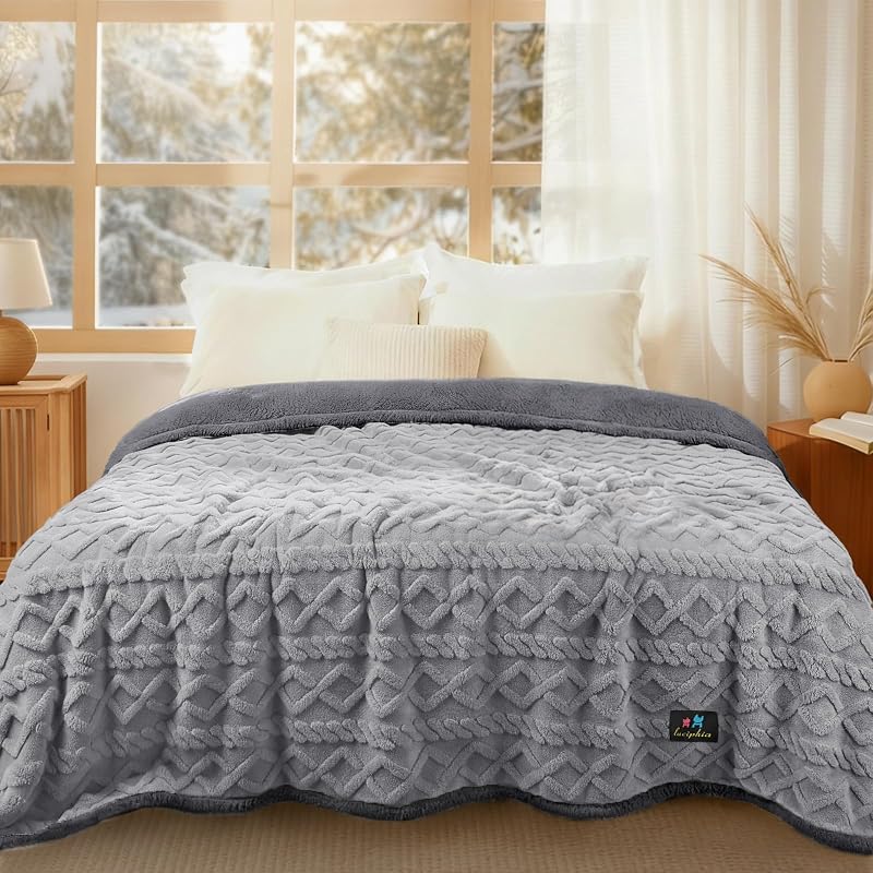 Manta impermeável para cães e gatos em fleece e sherpa Luciphia King Size – 254 x 208 cm