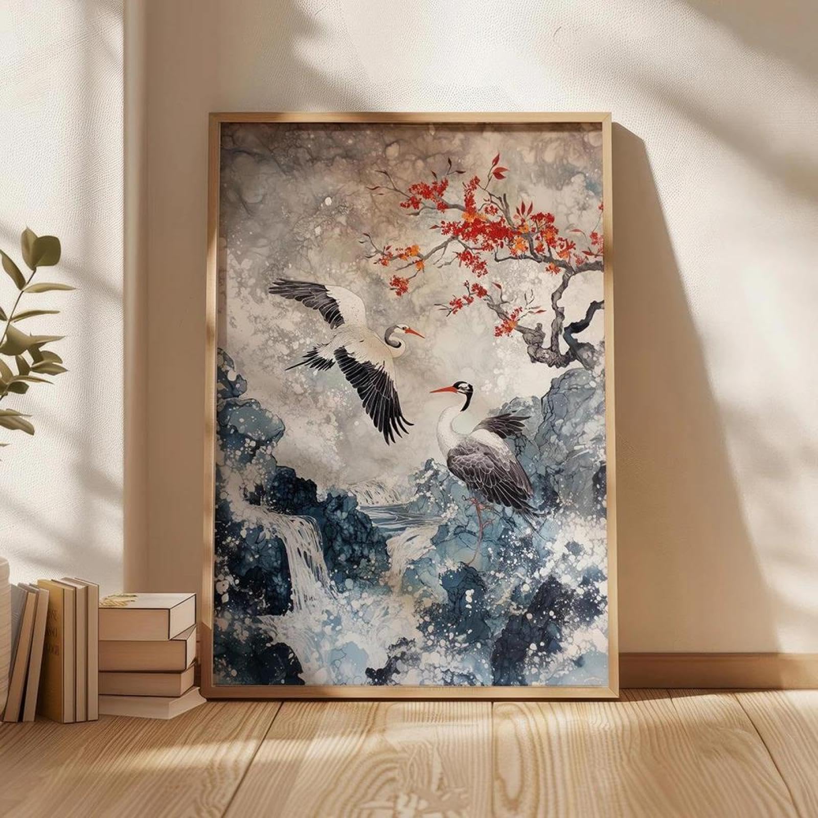 Baibexing Abstract Flying Birds Canvas Painting Posters Prints Wall Art Picture Home Decor A16 21X30Cm Unframed