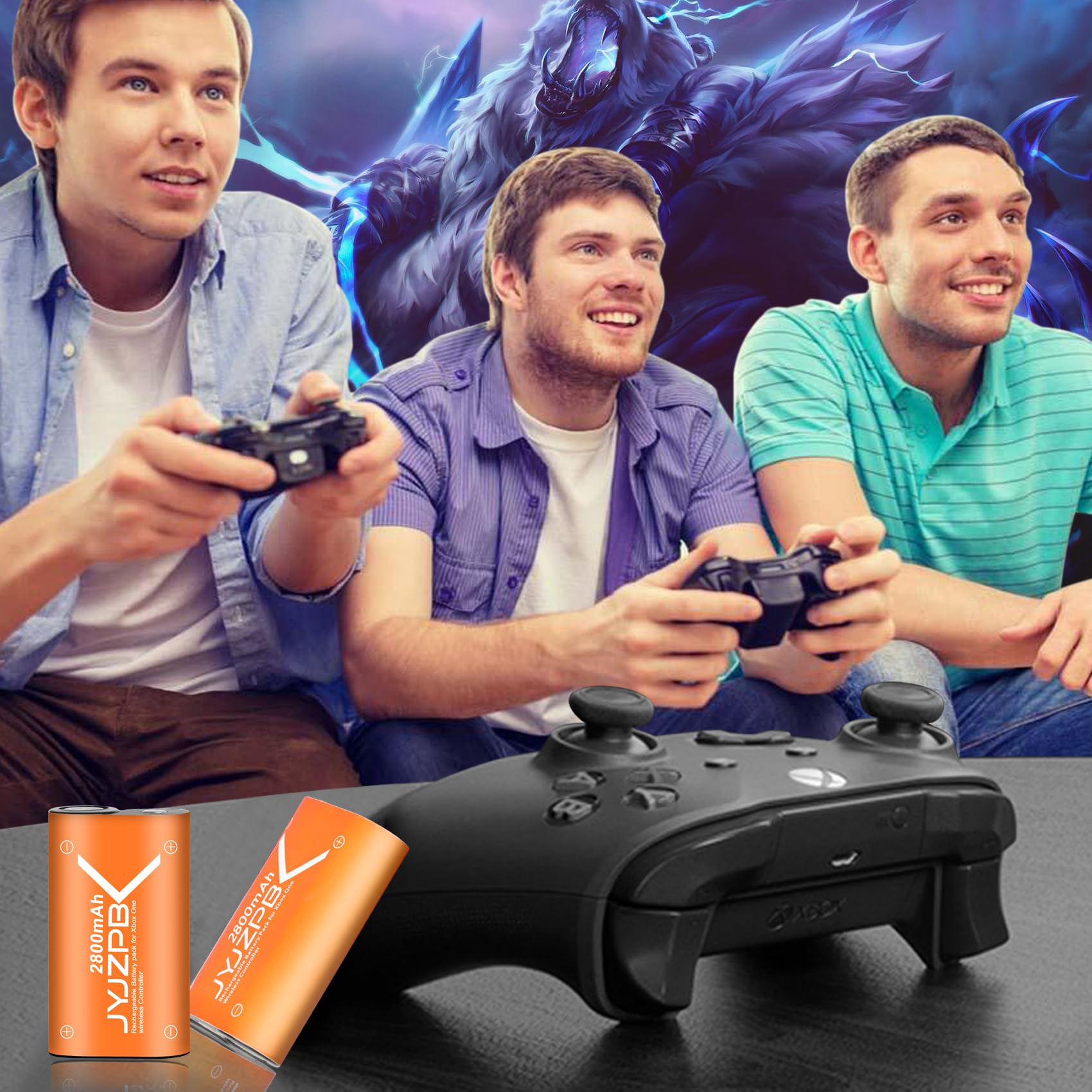 JYJZPB 4 Pezzi 2800mAh Batteria per Controller Xbox One, Batteria Ricaricabili con Caricabatterie per Xbox One, Xbox Series X&S, Xbox One S, Xbox One X, Xbox One Elite Controller