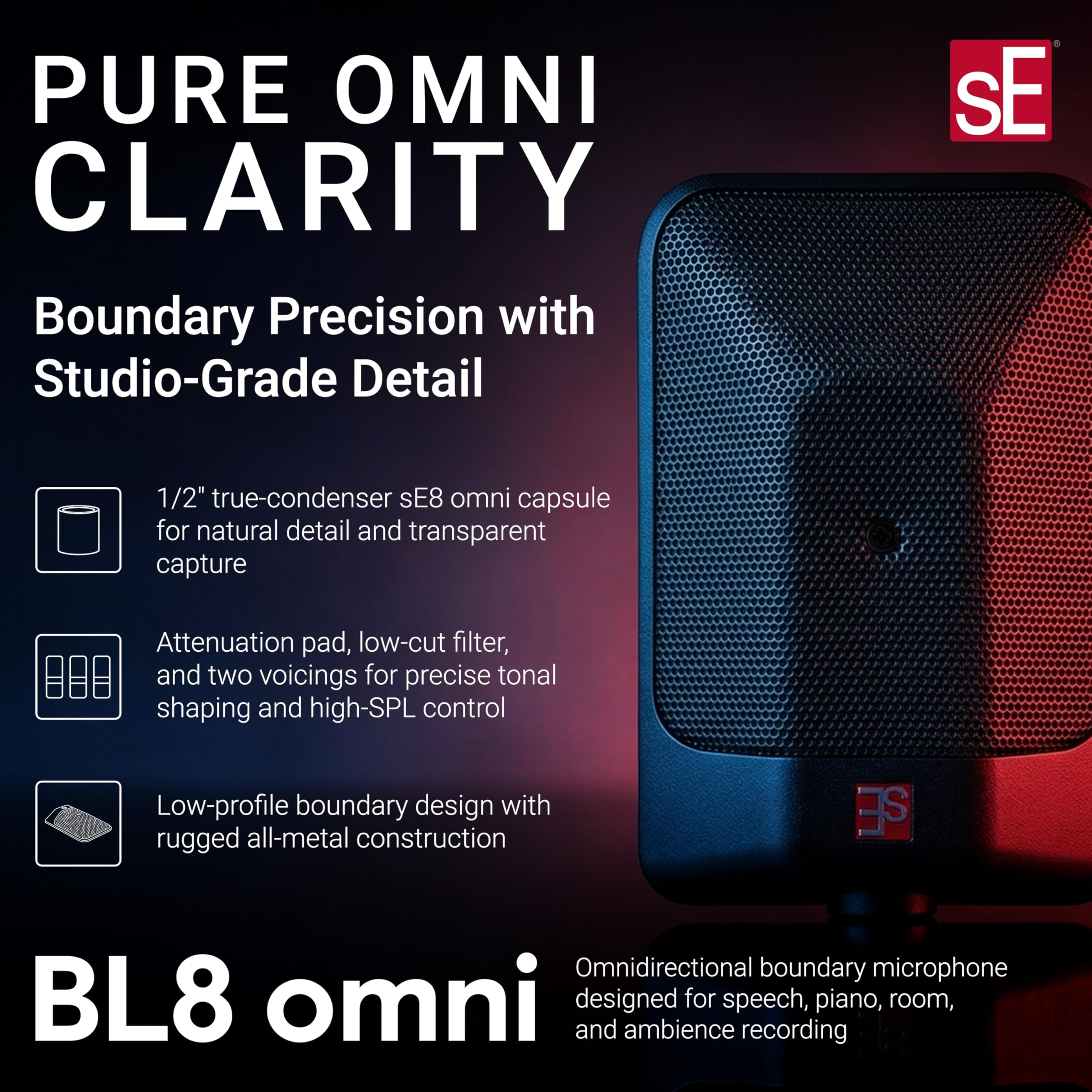 Amazon.com: SE ELECTRONICS BL8 Omni Boundary Microphone for Room