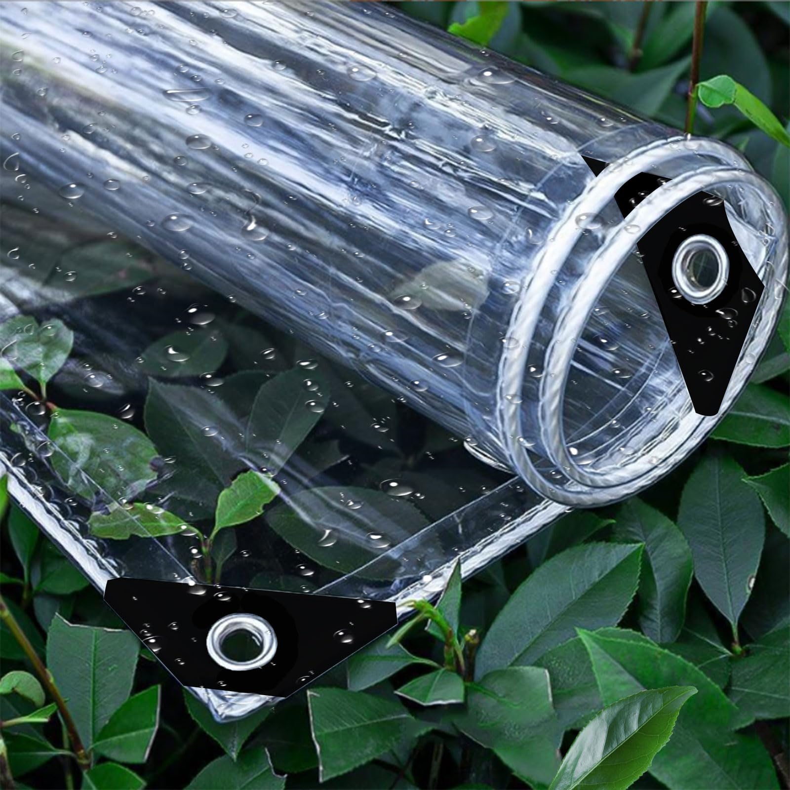 Lona impermeable exterior transparente de alta densidad y acabado reforzado