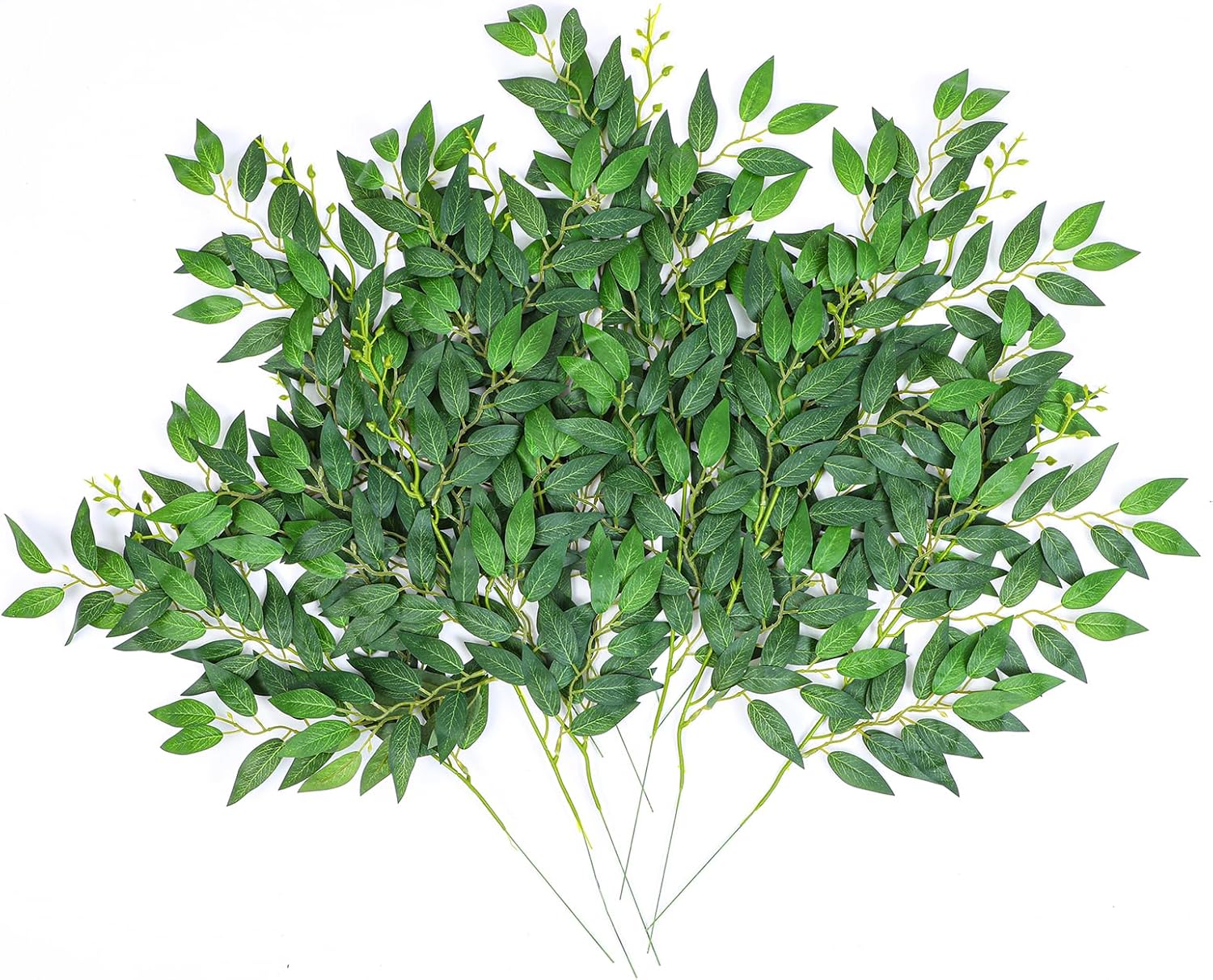 20 Pcs Artificial Italian Ruscus Greenery Stems, 20.9 Inch Silk Green Leaf Garland Spray for Wedding Arch Bouquet Table Centerpiece Home Decor