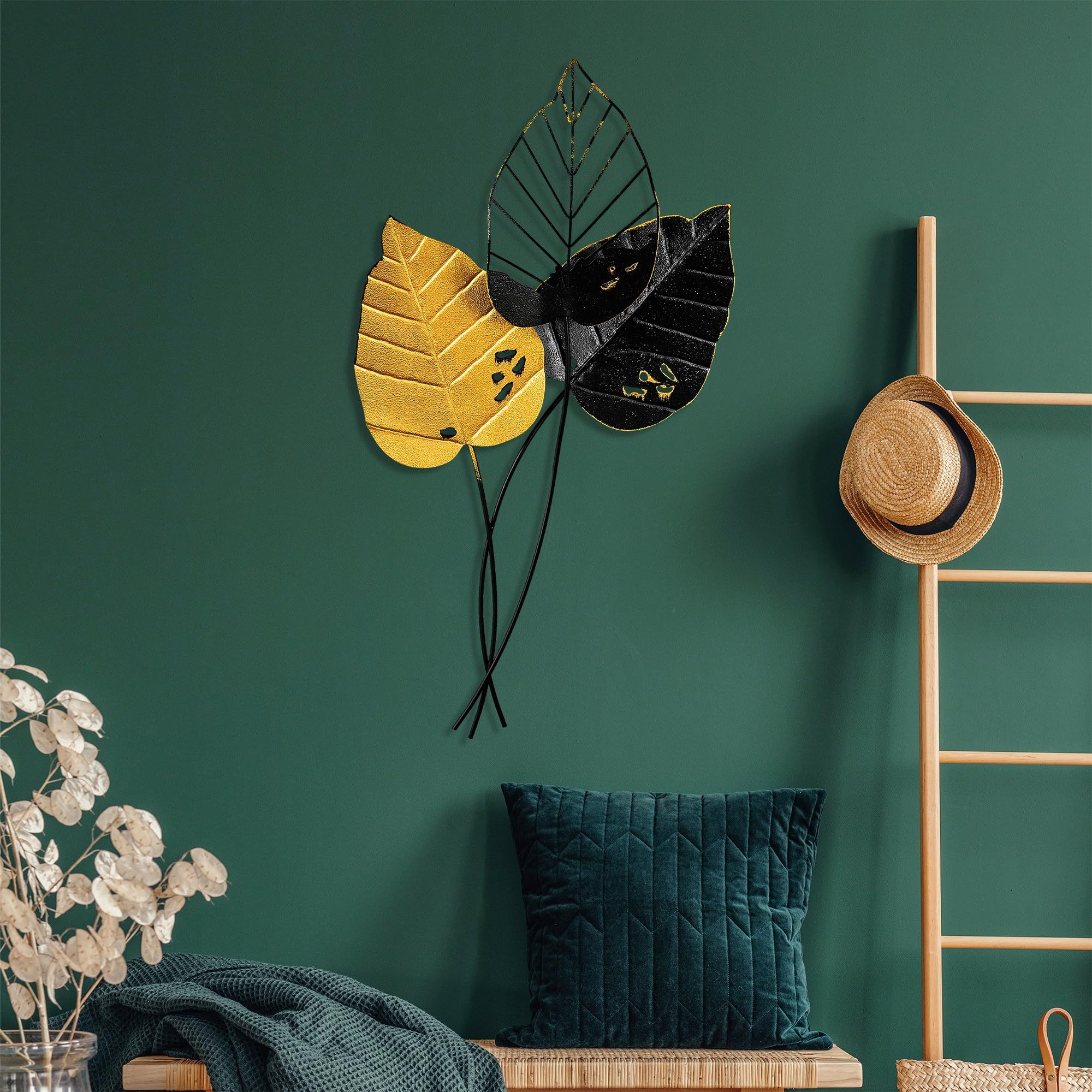 Handmade Decorative Metal Wall Accessory, 45 x 85 cm, 100% Metal (1.5 mm), Unique Yellow & Black Design, Perfect for Home Decor & Art Display
