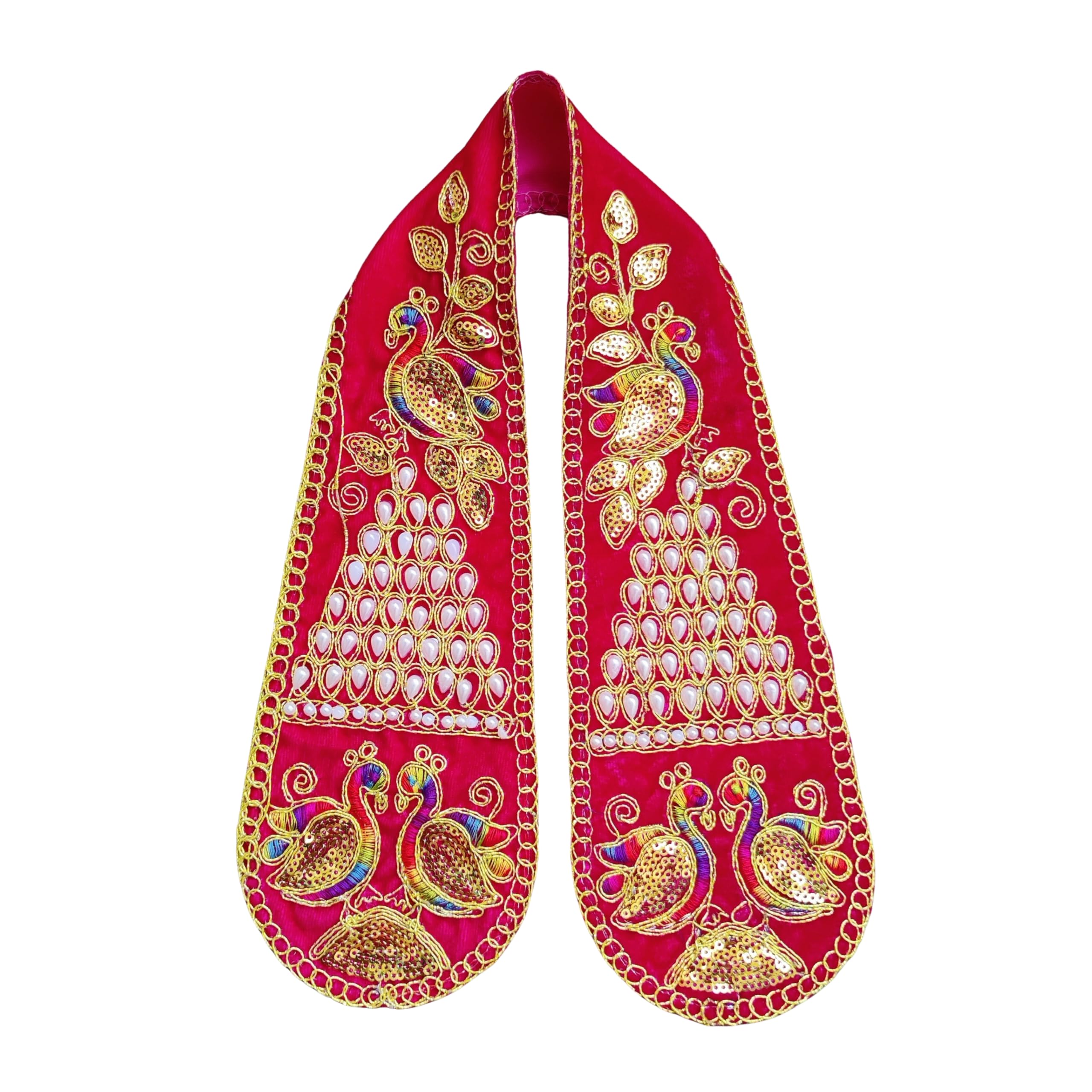 PUNYATVA Ganpati Shela with Moti Design (Pink), Khes, Patka, Uparna Vastra for Gauri Ganpati, Ganesh Chaturthi, Varalakshmi Vratam, Navratri, Durga Puja, Decoration Accessories for Idols, God Dress