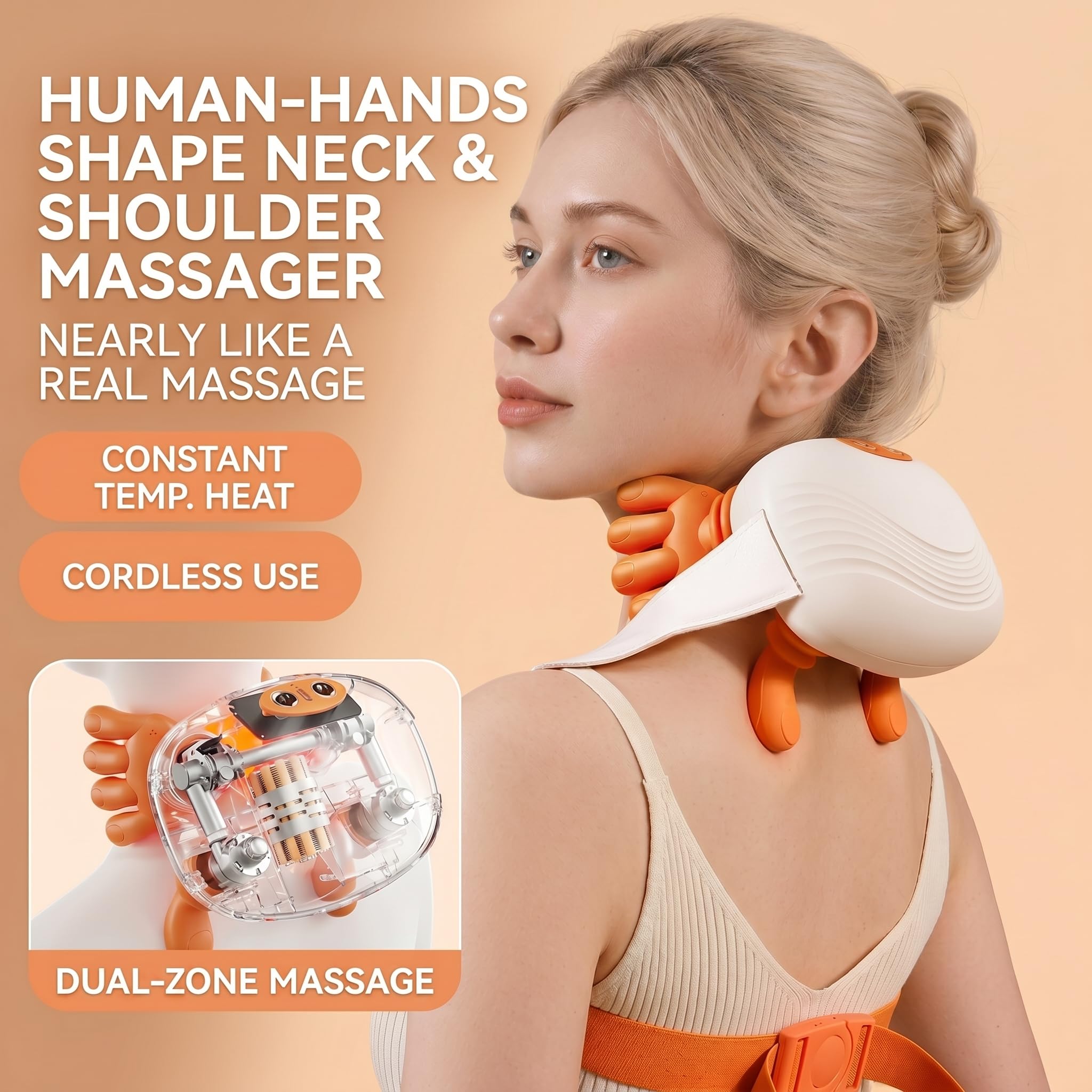 Masseur Cervical à Main Bionique, 4D Massage Cervicales Recargable por USB, Capacidad de la batería: 2000 mAh, Cadeaux Pour Maman, Femmes et Hommes