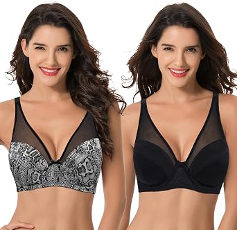 Curve Muse Womens Plus Size Minimizer Unlined Underwire Full Coverage Bra