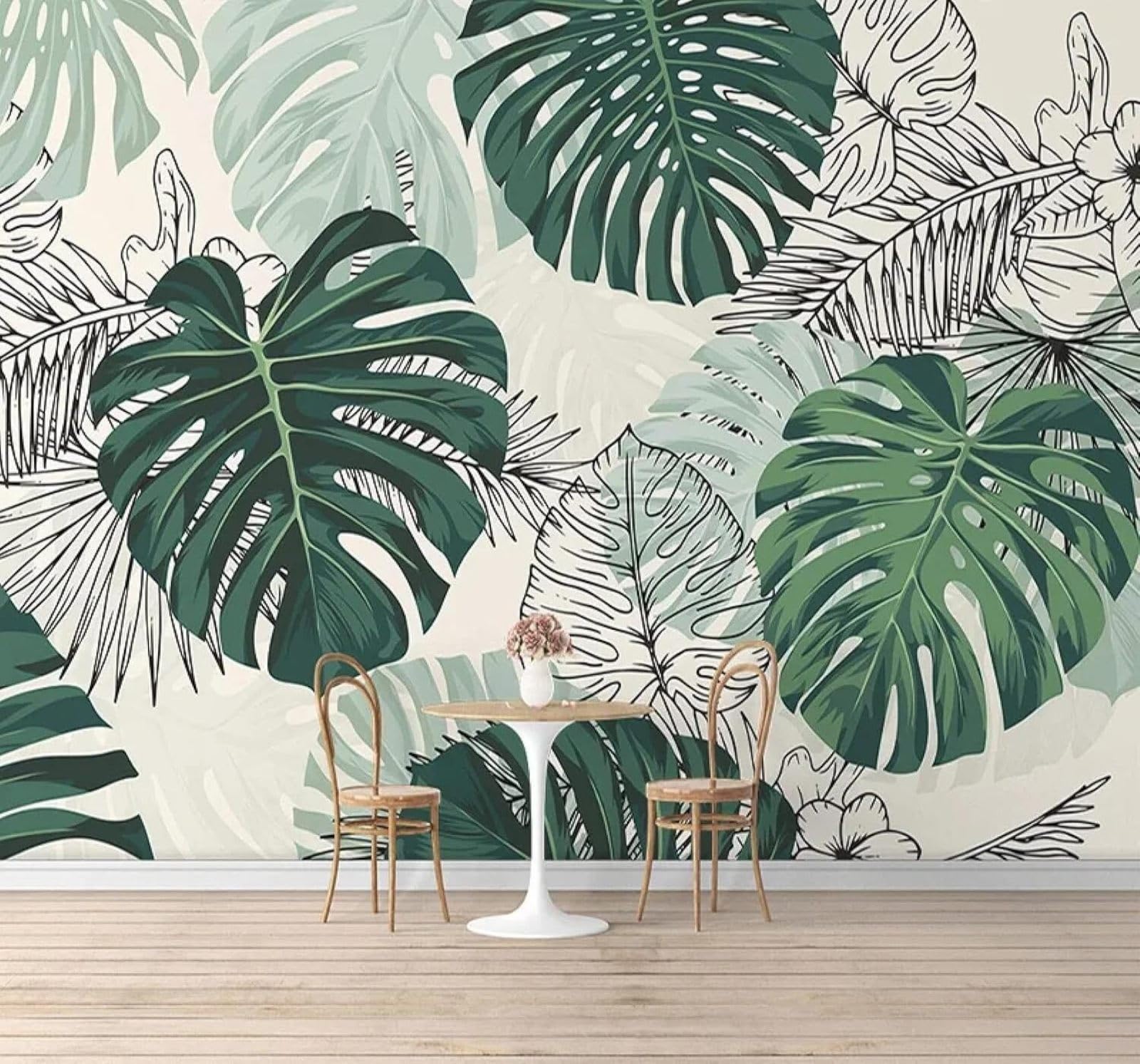 XLMING Minimalist Fresh Tropical Plants Leaves 3D Wallpaper Luxury Silk Study Dining Feature Sofa Grey Bedroom Living Room Tv Decorative Wall-400cm×280cm