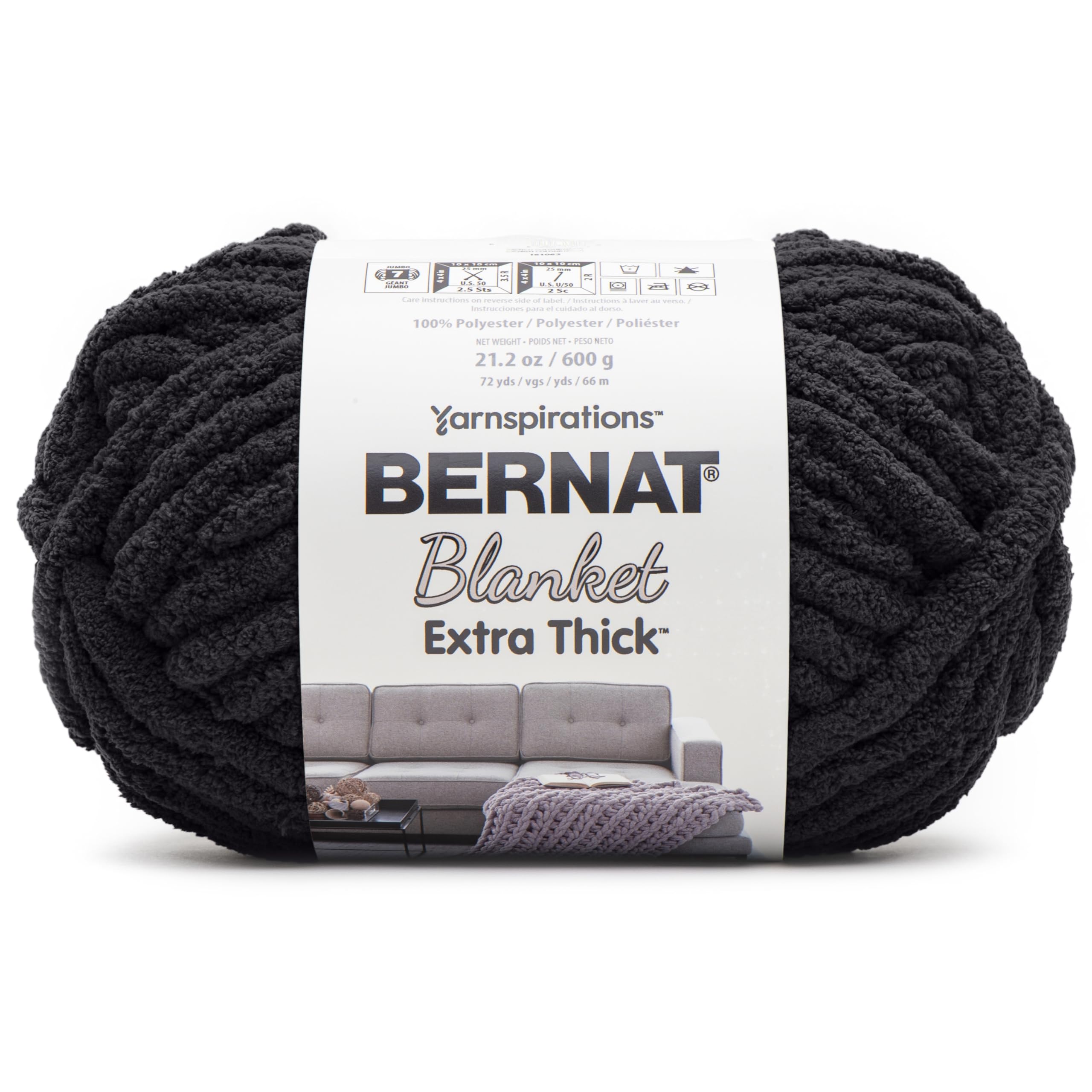 Bernat Blanket Extra Thick Coal 600g laine geante pour plaid canape
