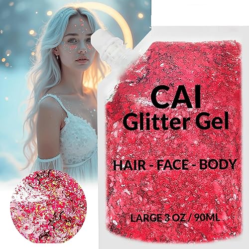 Vista 65 de CAI BEAUTY NYC brillantina Fácil de aplicar, fácil de quitar brillantina gruesa para cuerpo, cara y pelo Bolsa holográfico Grado Cosmético .1