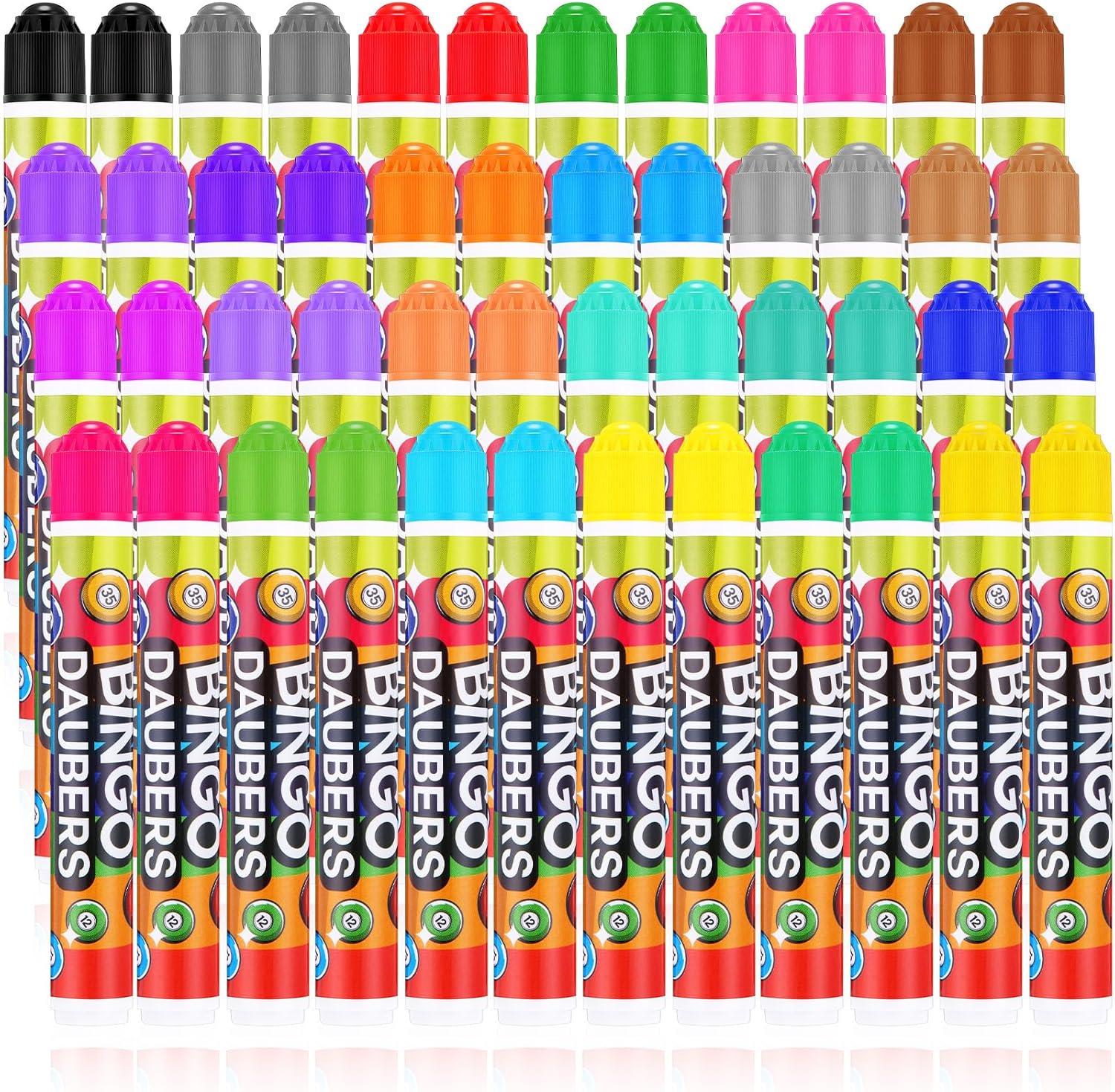 Crtiin 48 Pack Assorted Colors Set of Bingo Daubers 0.4oz Dot Markers Bulk Bingo Supplies in 24 Colors Dot Markers Paint Craft Ideal for Art and Crafts Painting Supplies Drawing Coloring