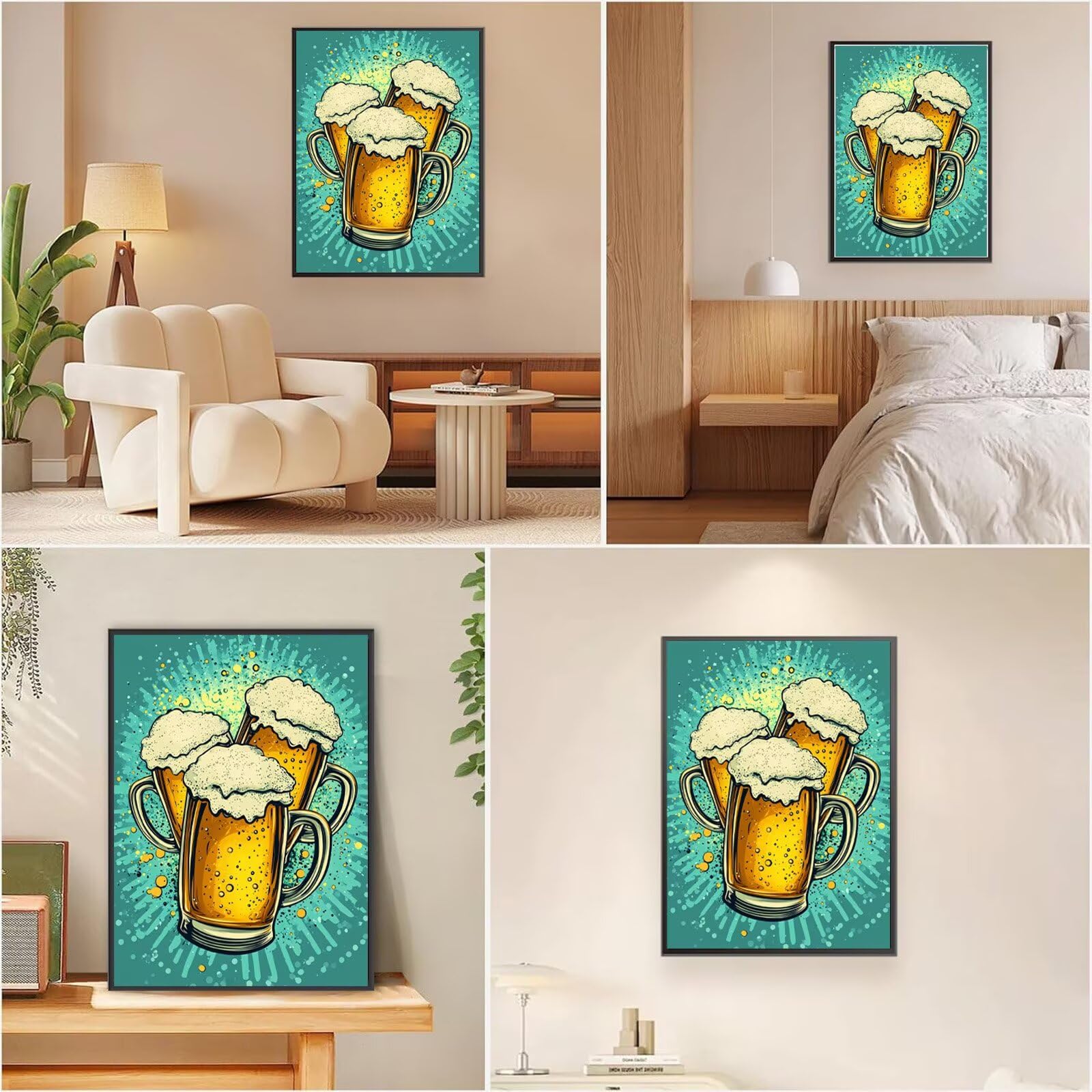 Diamond Painting Erwachsene Bier 5D Diamond Painting Bild DIY Set Erwachsene Anfänger, Vollbohrer Diamanten Malerei Stickerei Kreuzstich Bastelset für Zimmer Wand Deko Schlafzimmer 80x120cm, Model662