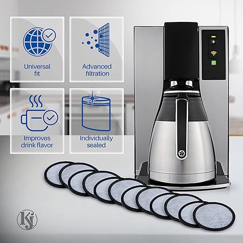 Miniatura 3 de K&J Mr. Coffee - Discos de filtro de agua de carbón – Paquete de 12 unidades de repuesto para la mayoría de cafeteras Mister