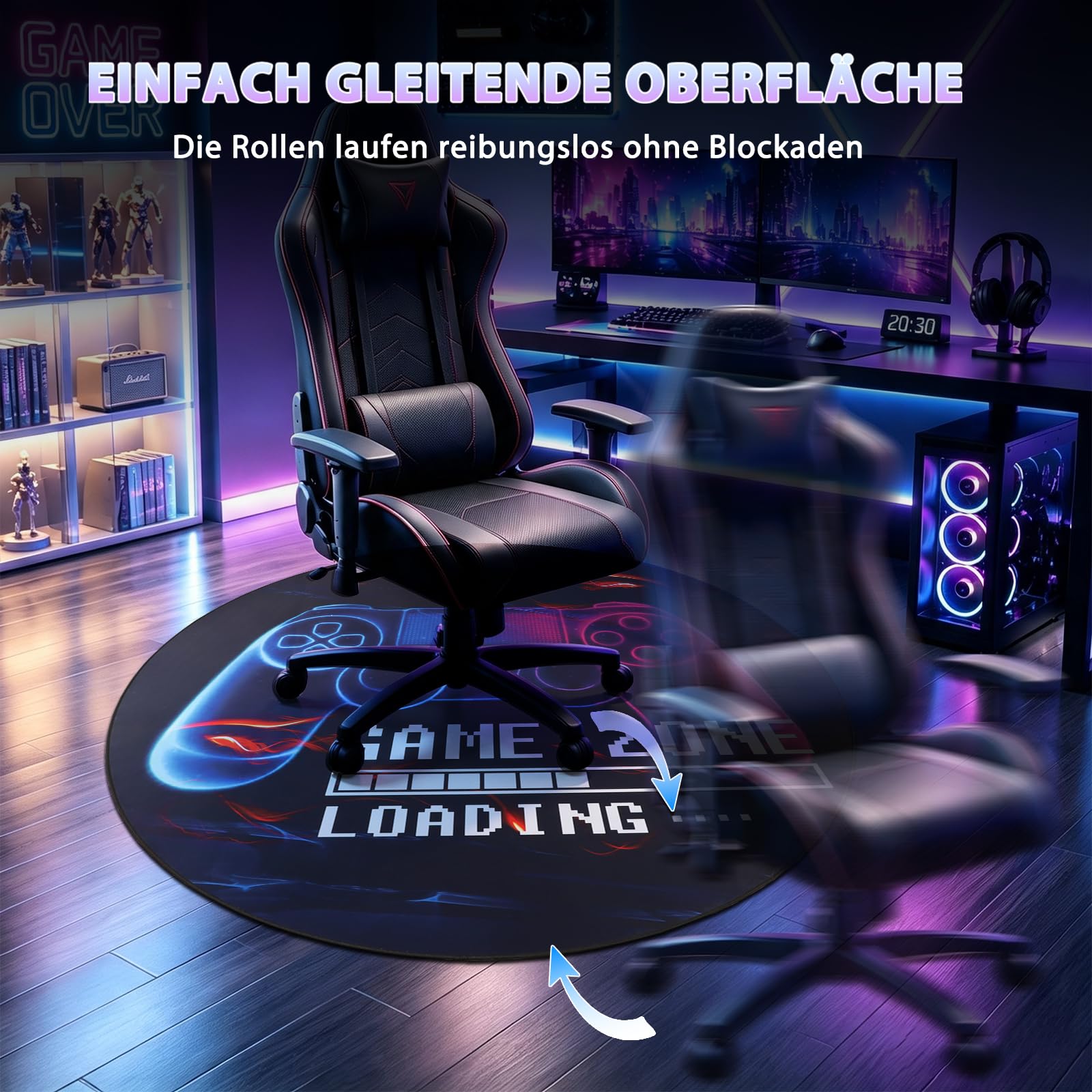 Capslpad Alfombrilla protectora para gaming, 120 x 120 cm, antideslizante, para silla de oficina, para suelo de madera dura, alfombrilla para silla, para sala de juegos, hogar, oficina, laminado