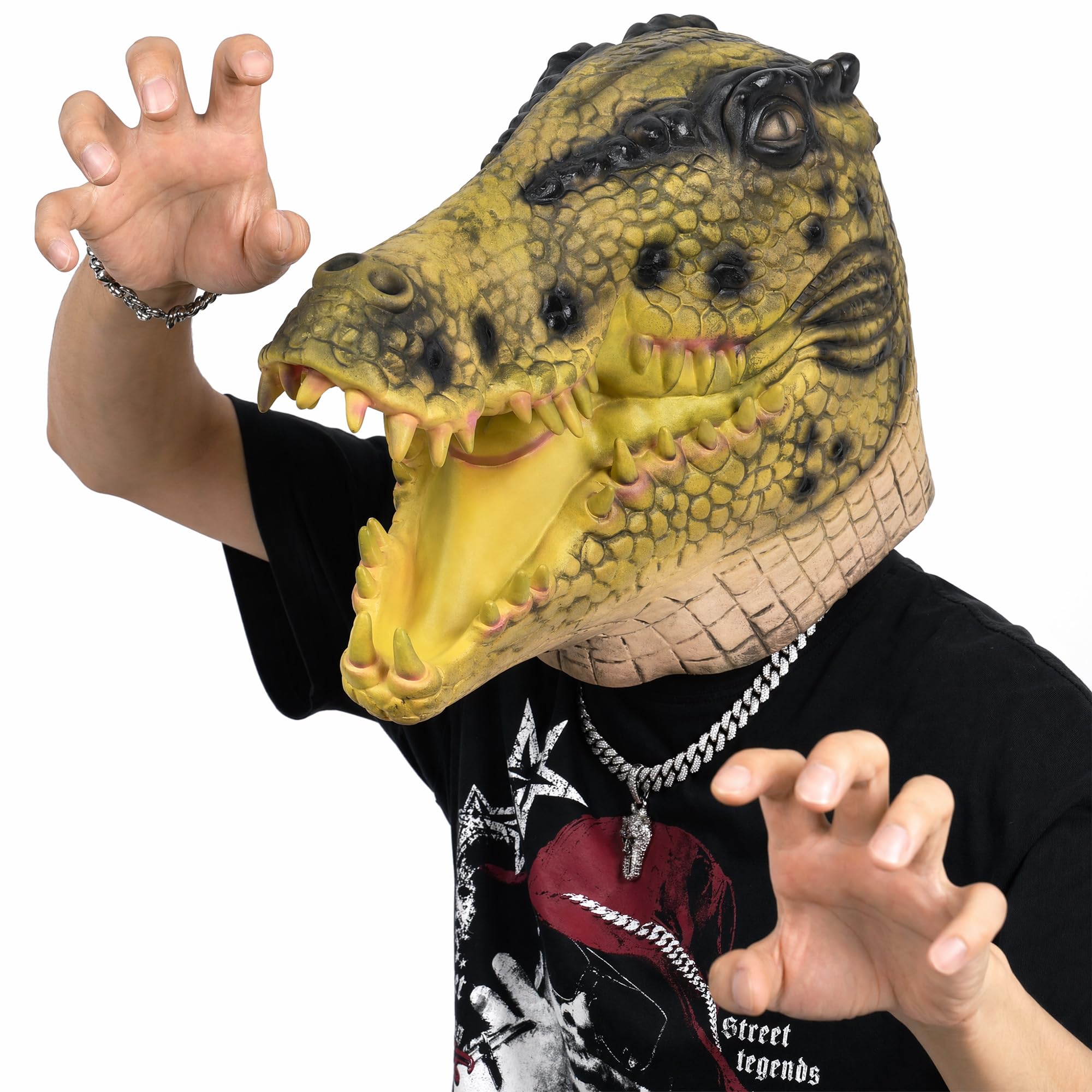 Crocodile Alligator Head Animal Mask Costume Party Halloween Adult Costume Carnival Latex Mask