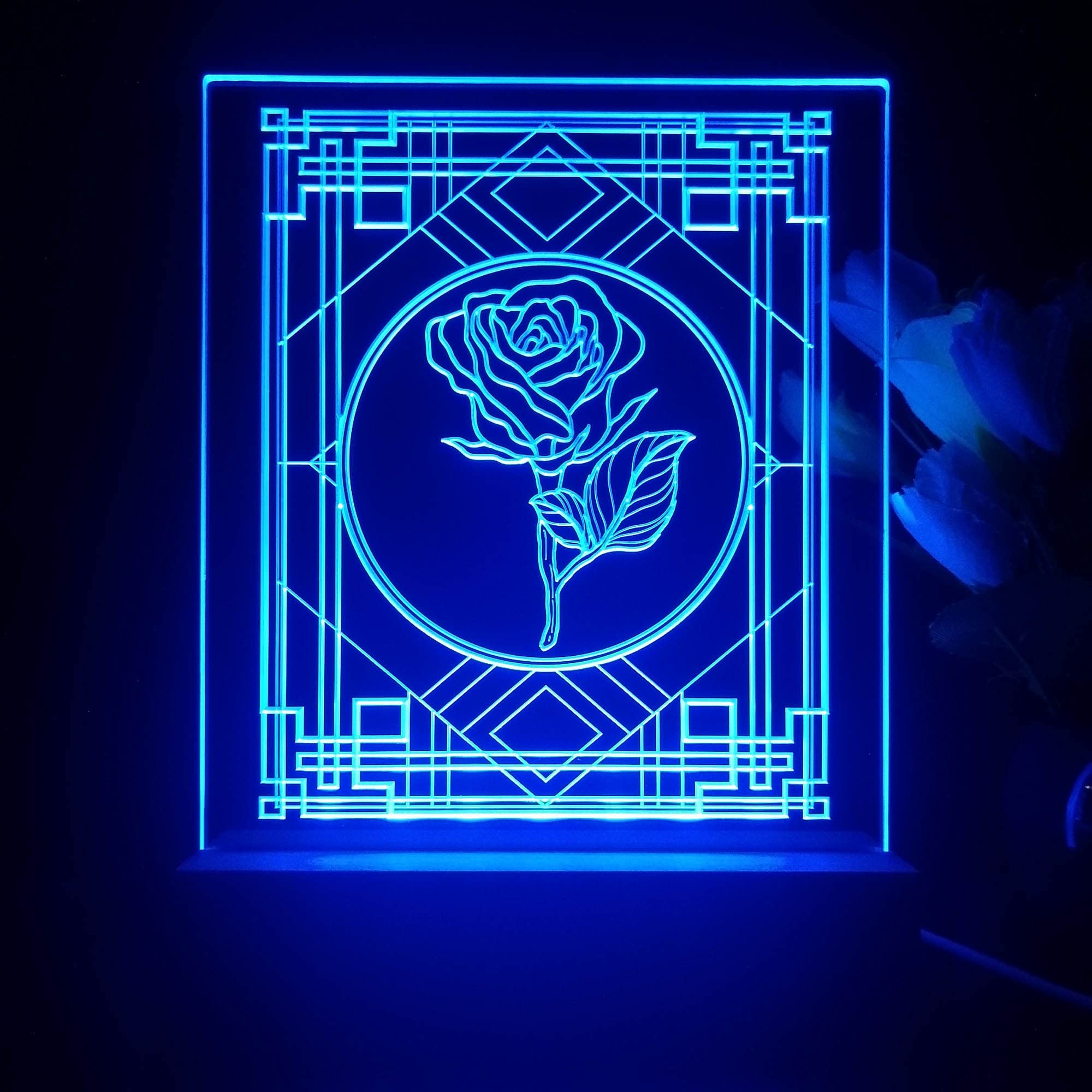 AdvPro Decorative Window with Rose Tabletop LED Neon Night Light & Lamp Color-Changing 4 Modes st5s12-j5018-c