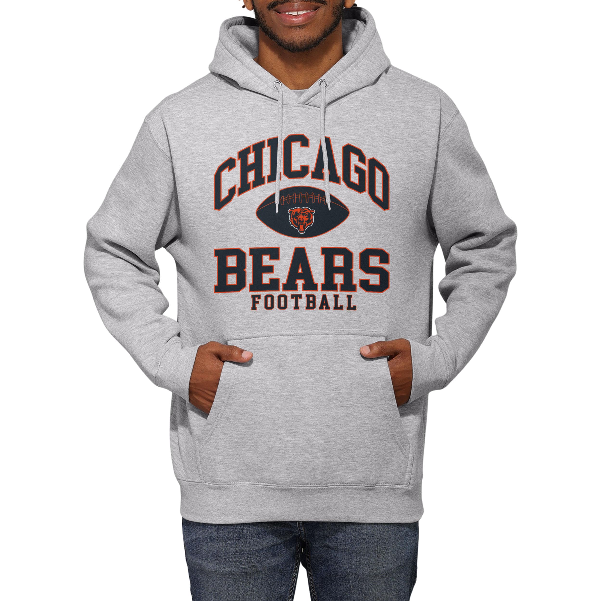 FOCO Unisex's NFL Team Logo Football Arched Wordmark Pullover Hoodie Hooded Sweatshirt, Athletic Heather, XXL