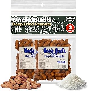 Uncle Bud's Deep Fried Salted Peanuts in the Shell (2-Pack) | Premium Peanuts Salted with High Protein & Bold Crunchy Flavor | Ideal Snacks for Gatherings, Camping & Roadtrips | Heart Healthy Snacks