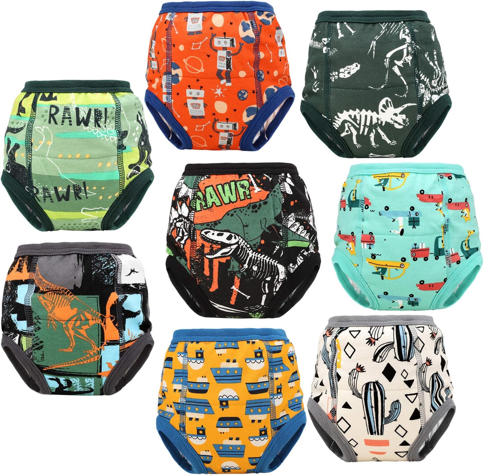 MooMoo Baby 8 Packs Toddler Training Underwear for Boy and Girls Strong Absorbent Cotton Training Pants 2-6T
