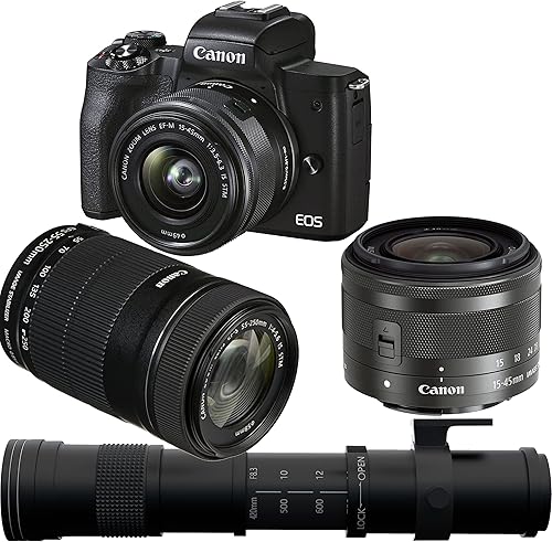Miniatura 2 de Canon Paquete de cámara sin espejo EOS M50 Mark II con lentes STM de 0.591-1.772 in, 2.165-7.874 in, y 420-800 lentes STM, trípode, tarjeta de