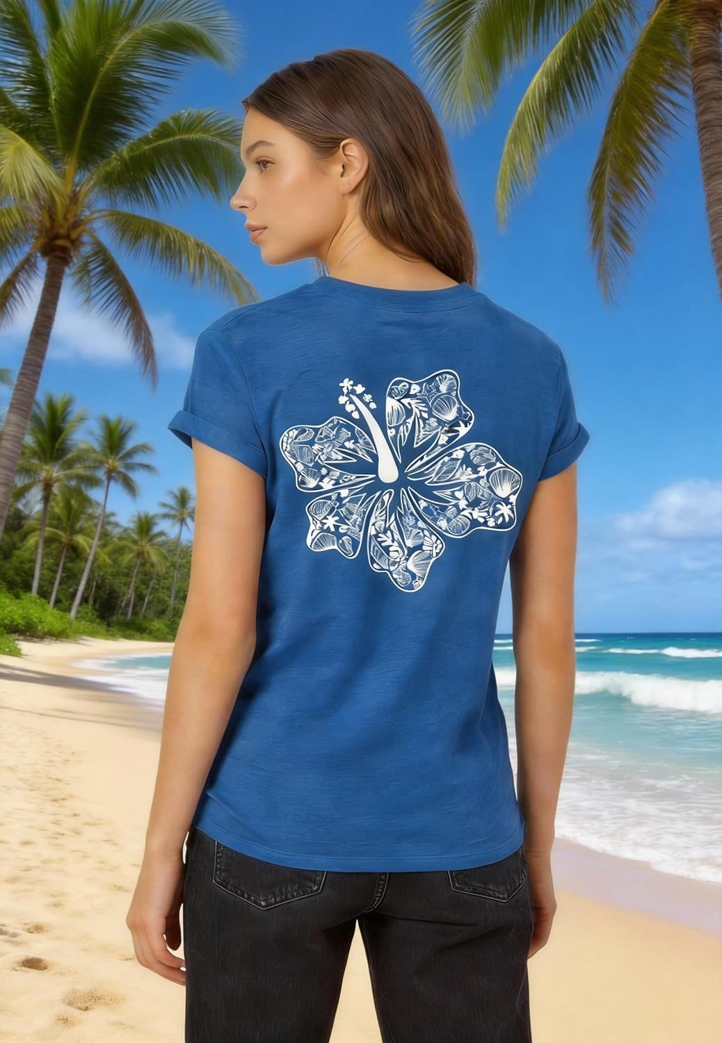 Hawaiian Shirts for Women Hawaii Shirt Tropical Beach Tshirt Graphic Tees Vacation Outfits Summer Casual Party Tops - Image 3