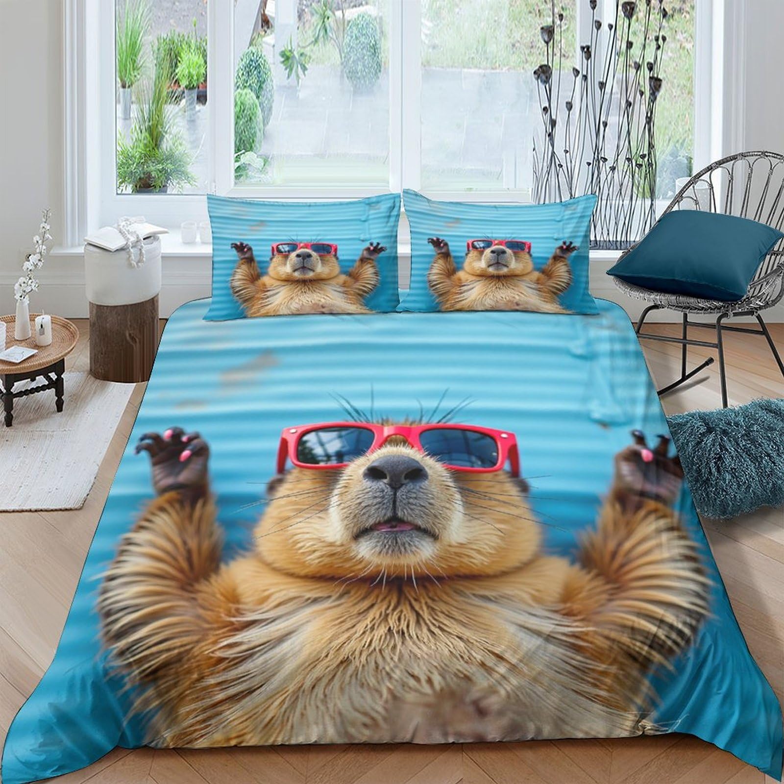 Ctjqhvkz Style-8 3D Printed Funny Groundhog Fitted Sheet Microfiber Soft Breathable Animal Sunglasses Mattress Cover For Bedroom Decor Single（135X200cm）