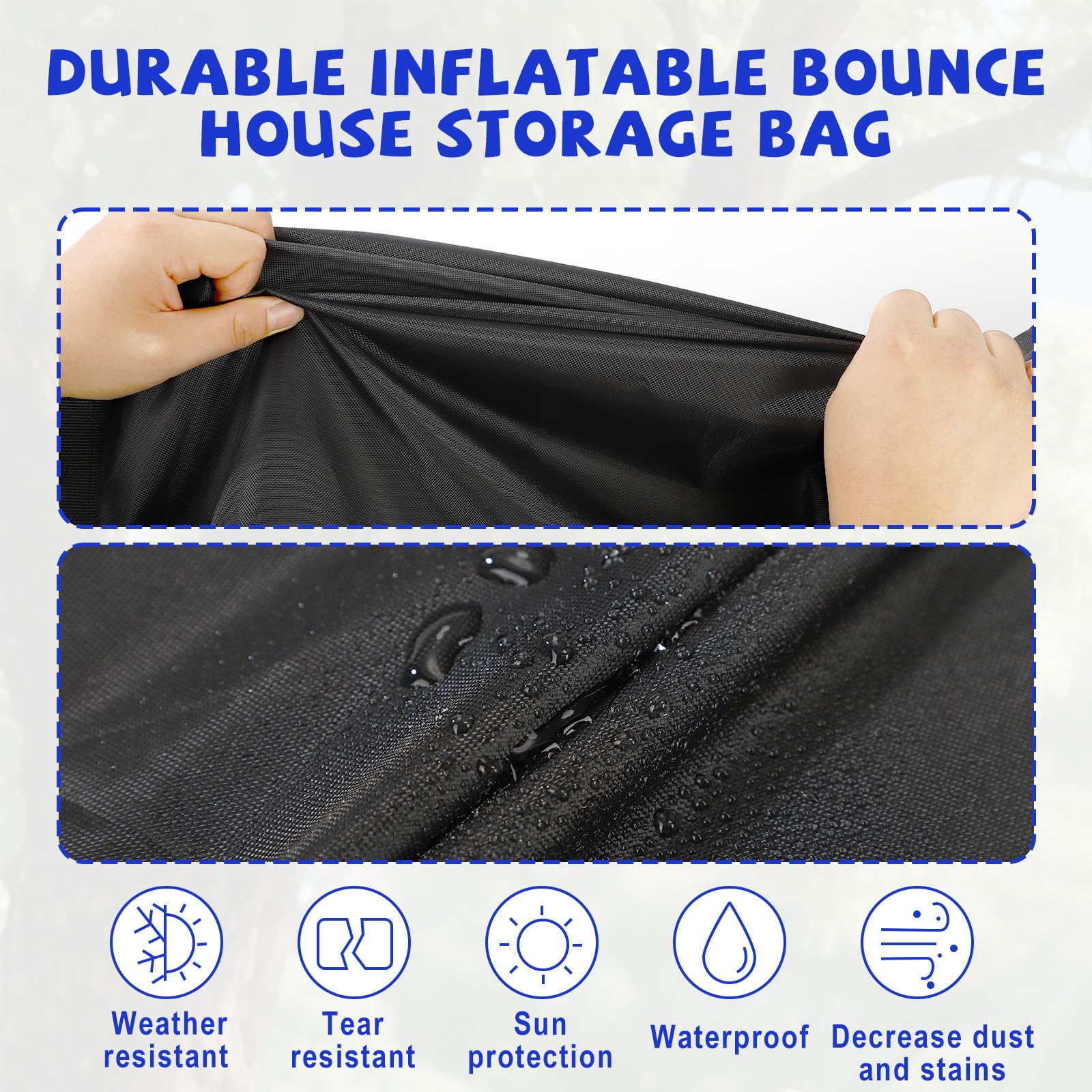 Sac de Rangement Château Gonflable, 111x48x71cm Grand Durable Sac de Rangement avec Poignées Idéal pour Ranger Château Gonflable Jouets Tente (Noir)